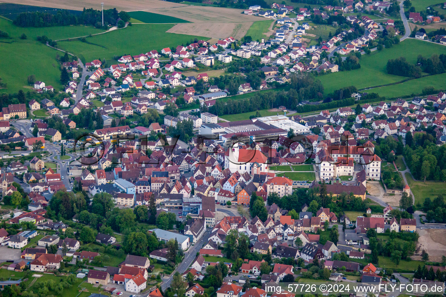 Meßkirch in the state Baden-Wuerttemberg, Germany seen from a drone