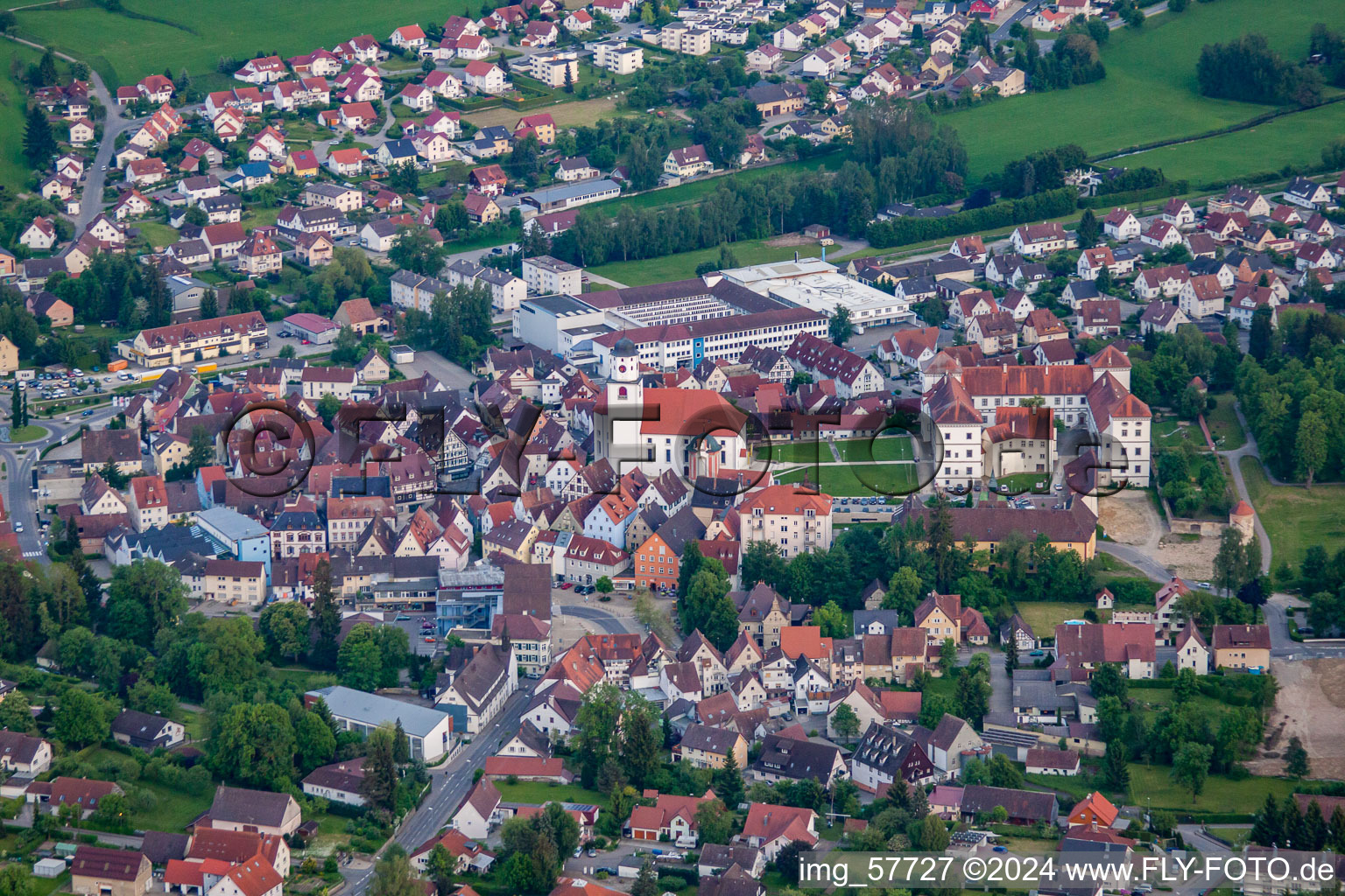 Aerial view of Meßkirch in the state Baden-Wuerttemberg, Germany