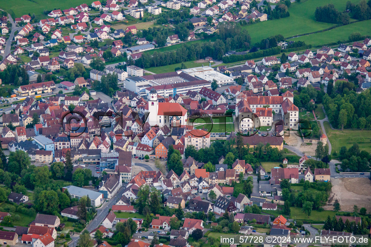 Aerial photograpy of Meßkirch in the state Baden-Wuerttemberg, Germany