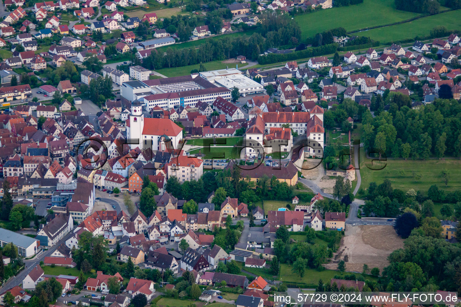 Oblique view of Meßkirch in the state Baden-Wuerttemberg, Germany