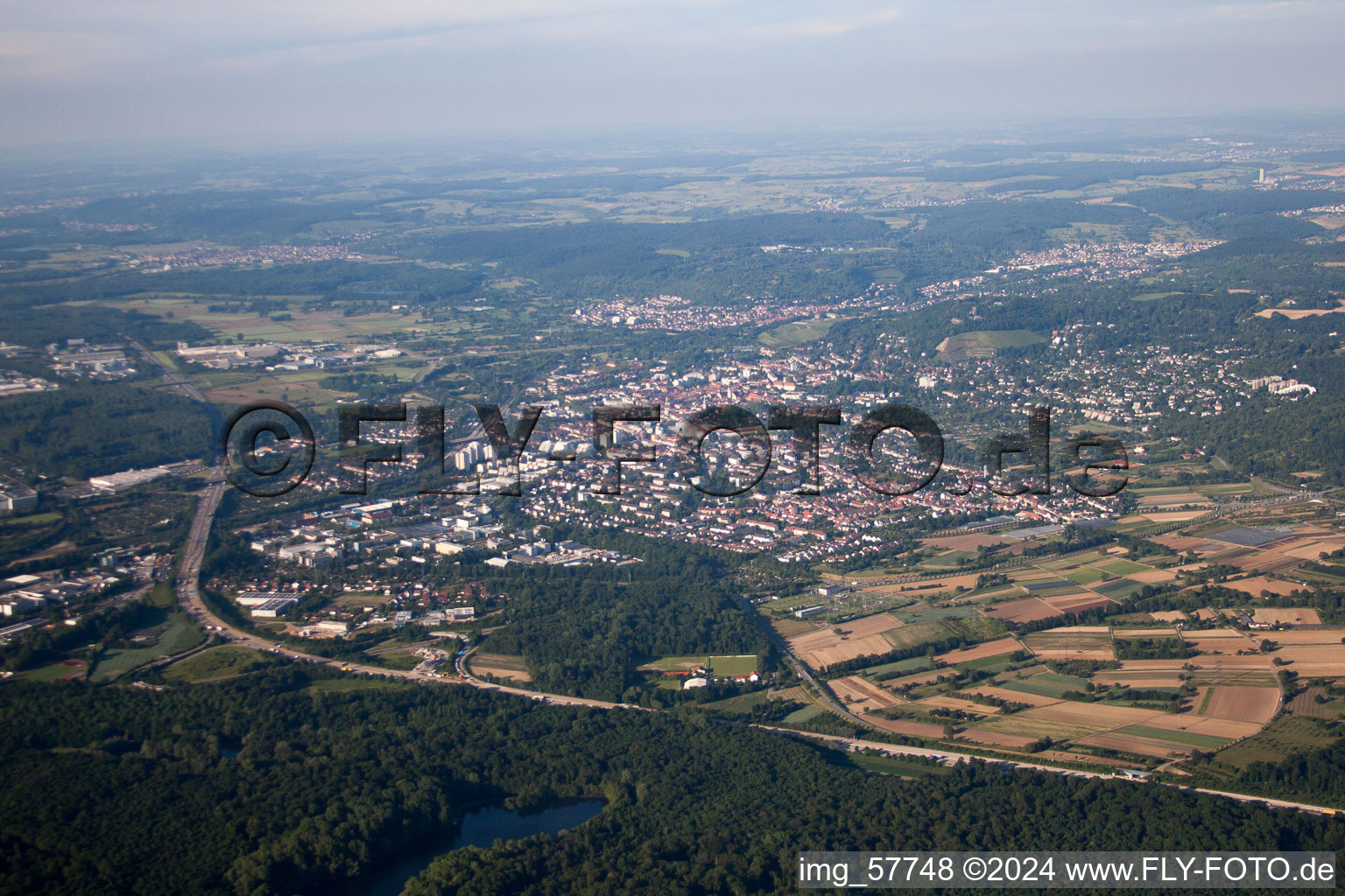 Aerial photograpy of District Rüppurr in Karlsruhe in the state Baden-Wuerttemberg, Germany