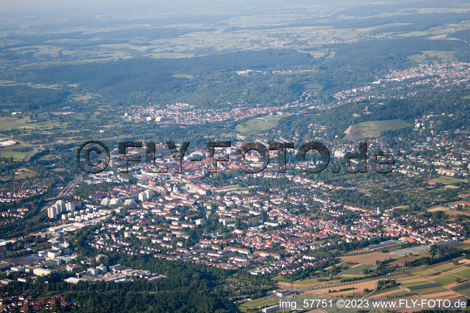 District Durlach in Karlsruhe in the state Baden-Wuerttemberg, Germany from the drone perspective