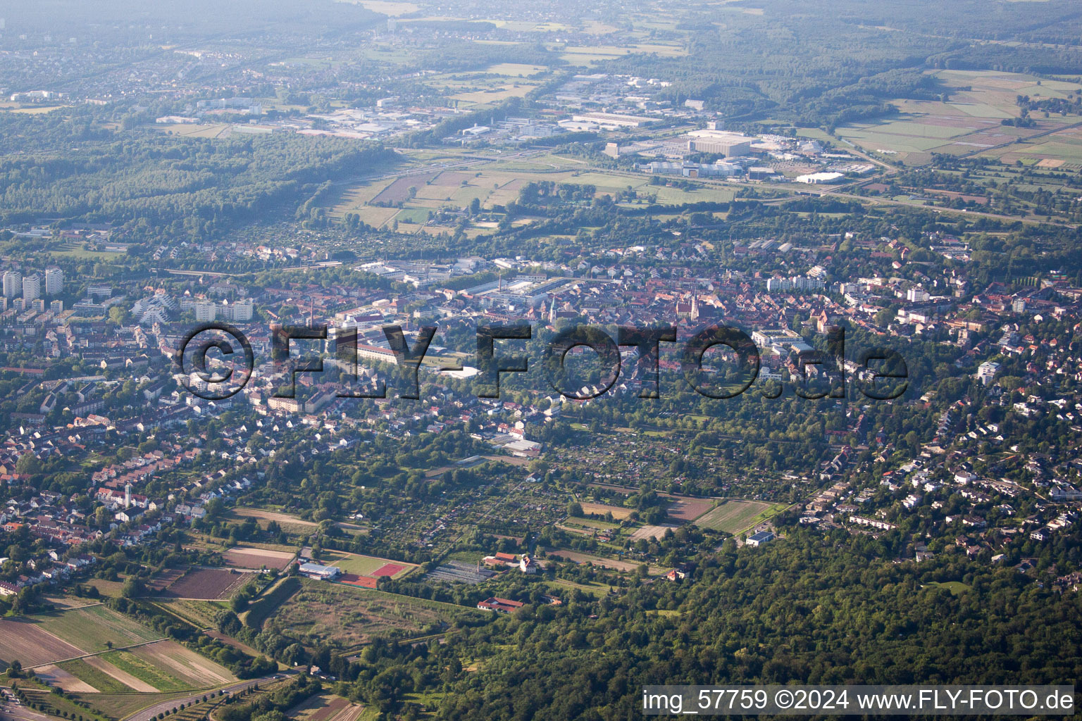 District Durlach in Karlsruhe in the state Baden-Wuerttemberg, Germany from a drone