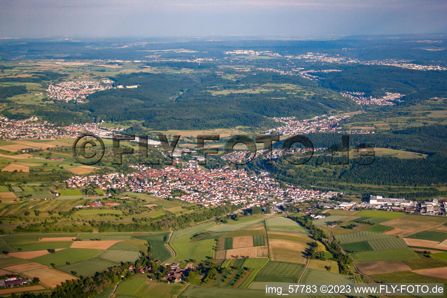 Oblique view of District Königsbach in Königsbach-Stein in the state Baden-Wuerttemberg, Germany