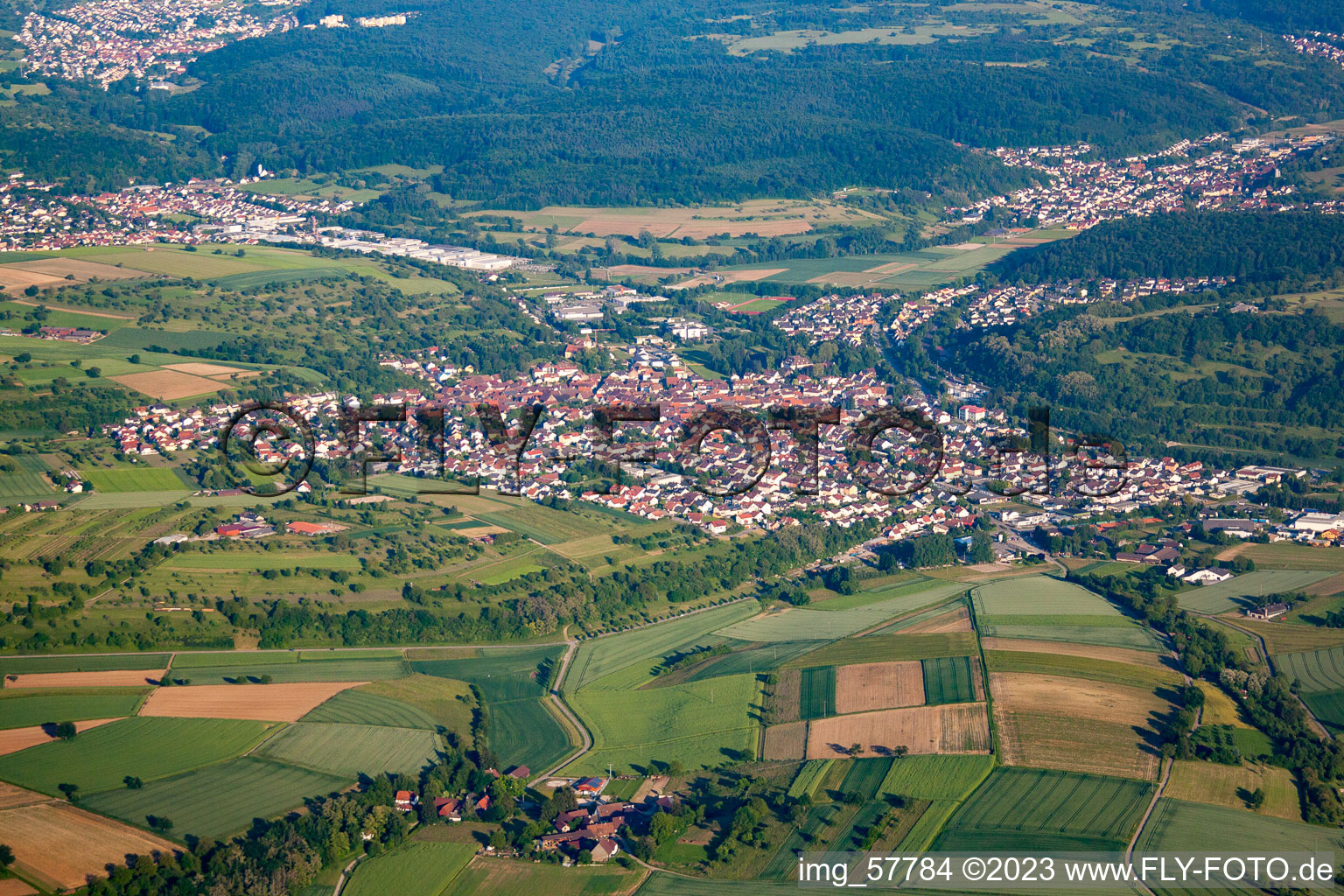 District Königsbach in Königsbach-Stein in the state Baden-Wuerttemberg, Germany from above