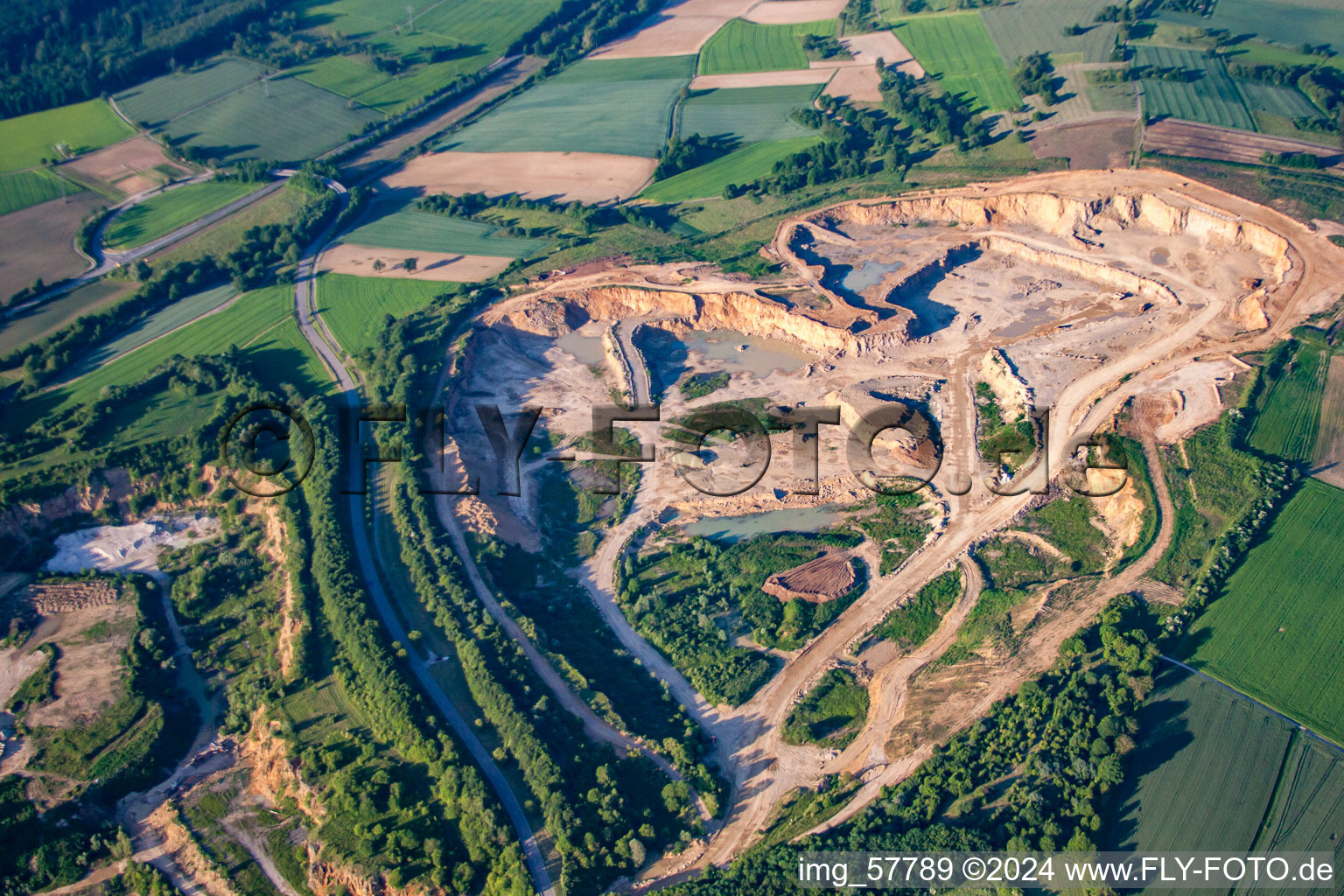 Aerial view of Quarry Walzbachtal in the district Wössingen in Walzbachtal in the state Baden-Wuerttemberg, Germany