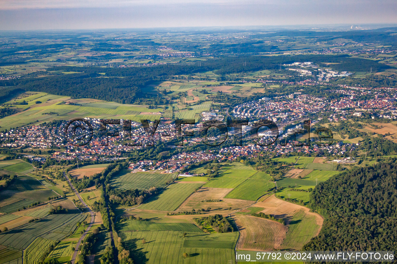 Oblique view of District Diedelsheim in Bretten in the state Baden-Wuerttemberg, Germany