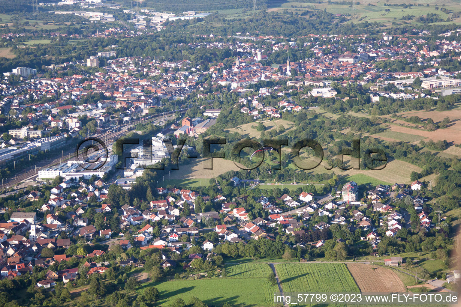 Oblique view of District Rinklingen in Bretten in the state Baden-Wuerttemberg, Germany