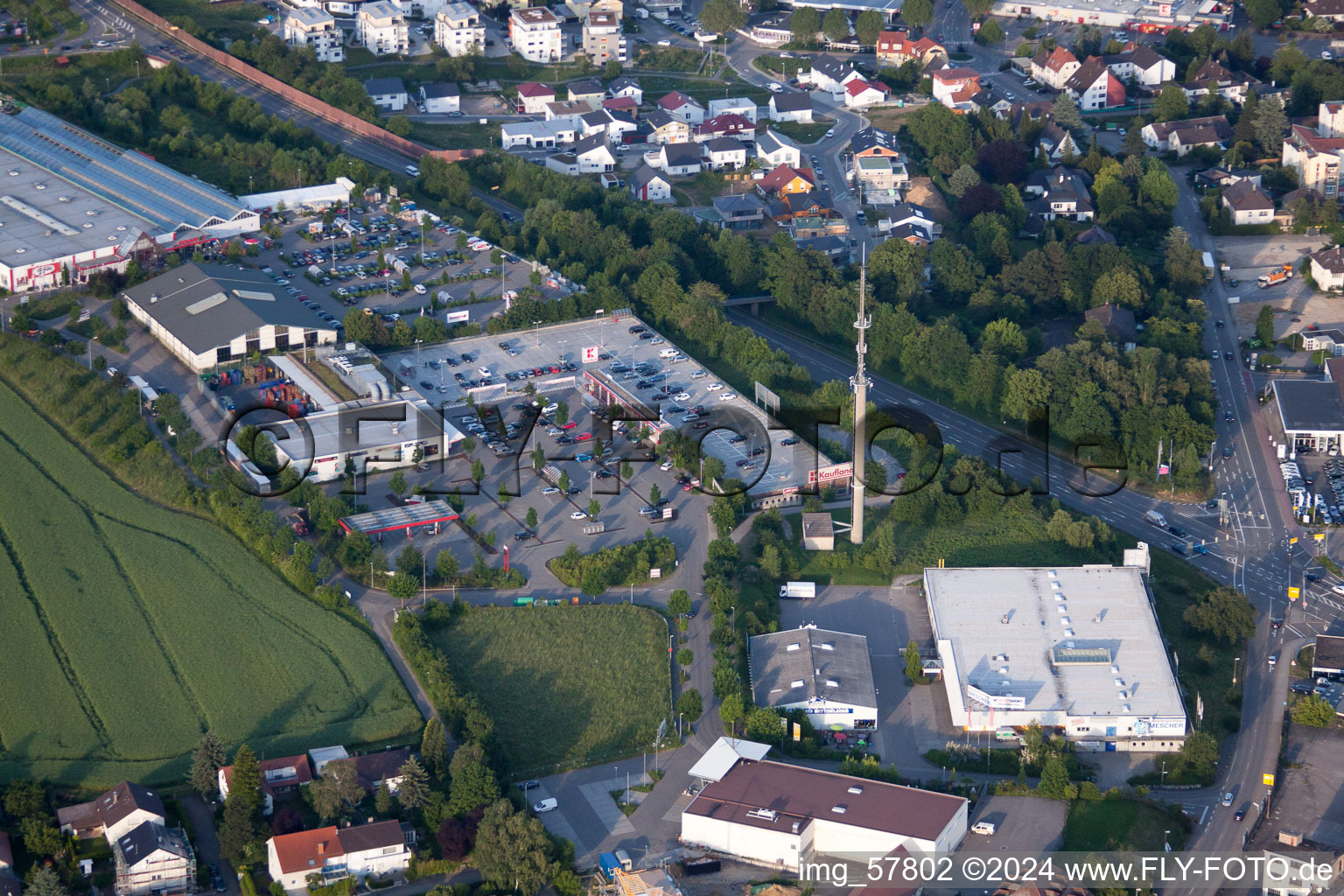 Building of the shopping center Kaufland und Toom Baumarkt in the district Diedelsheim in Bretten in the state Baden-Wurttemberg