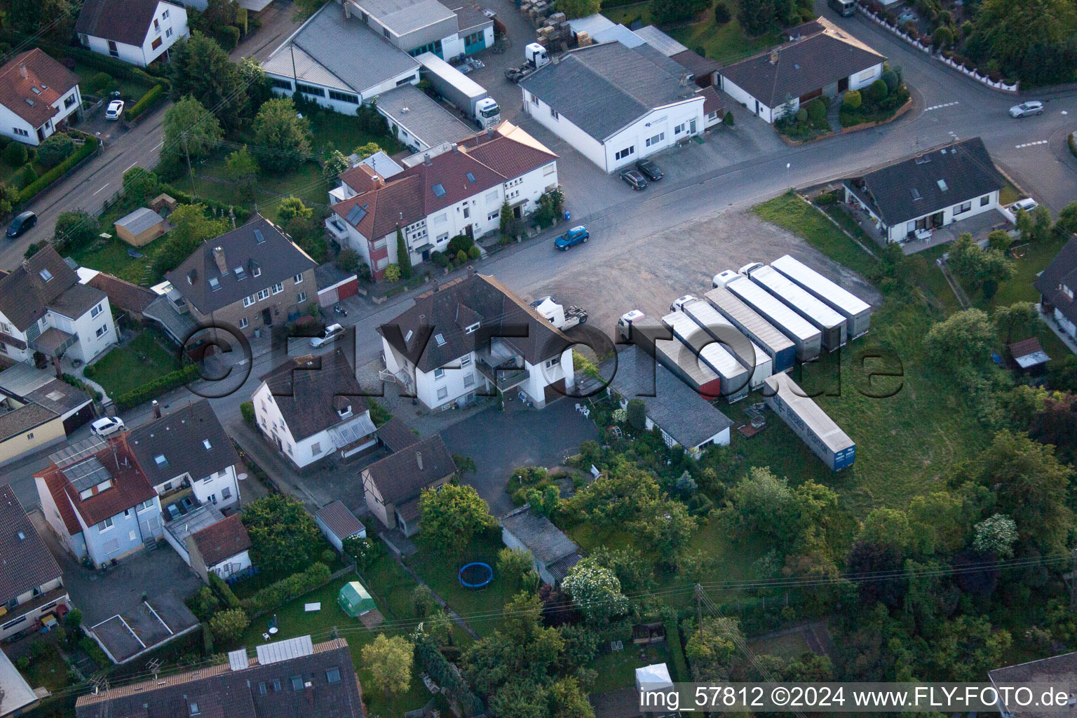 Oblique view of ENDERES forwarding in the district Diedelsheim in Bretten in the state Baden-Wuerttemberg, Germany