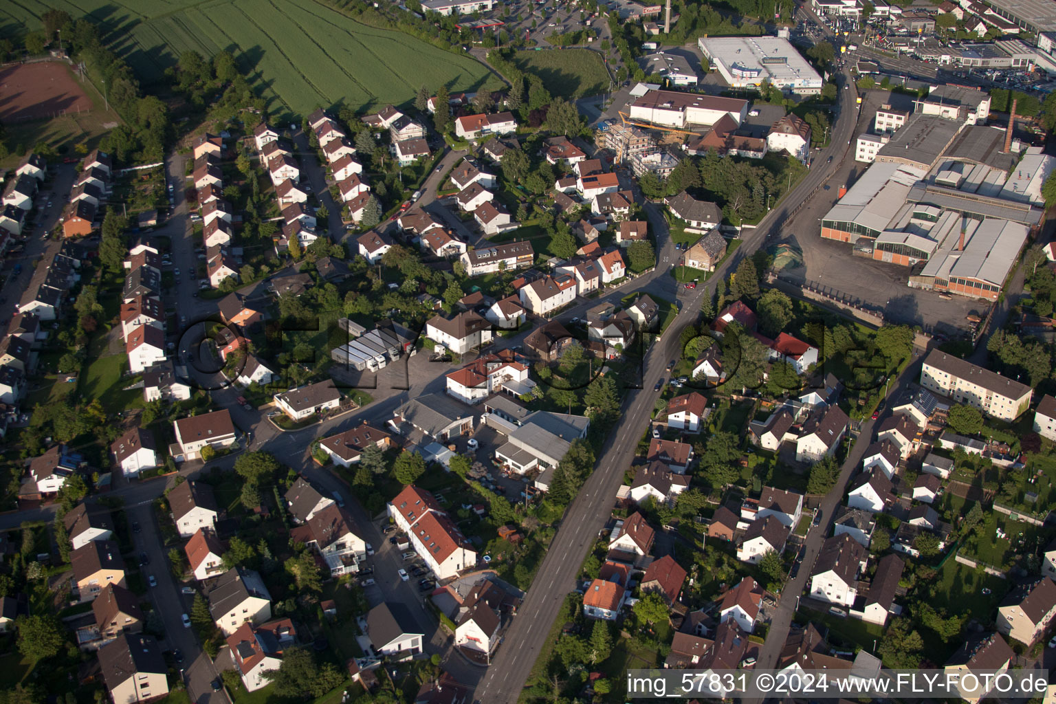 Single-family residential area of settlement in the district Diedelsheim in Bretten in the state Baden-Wurttemberg