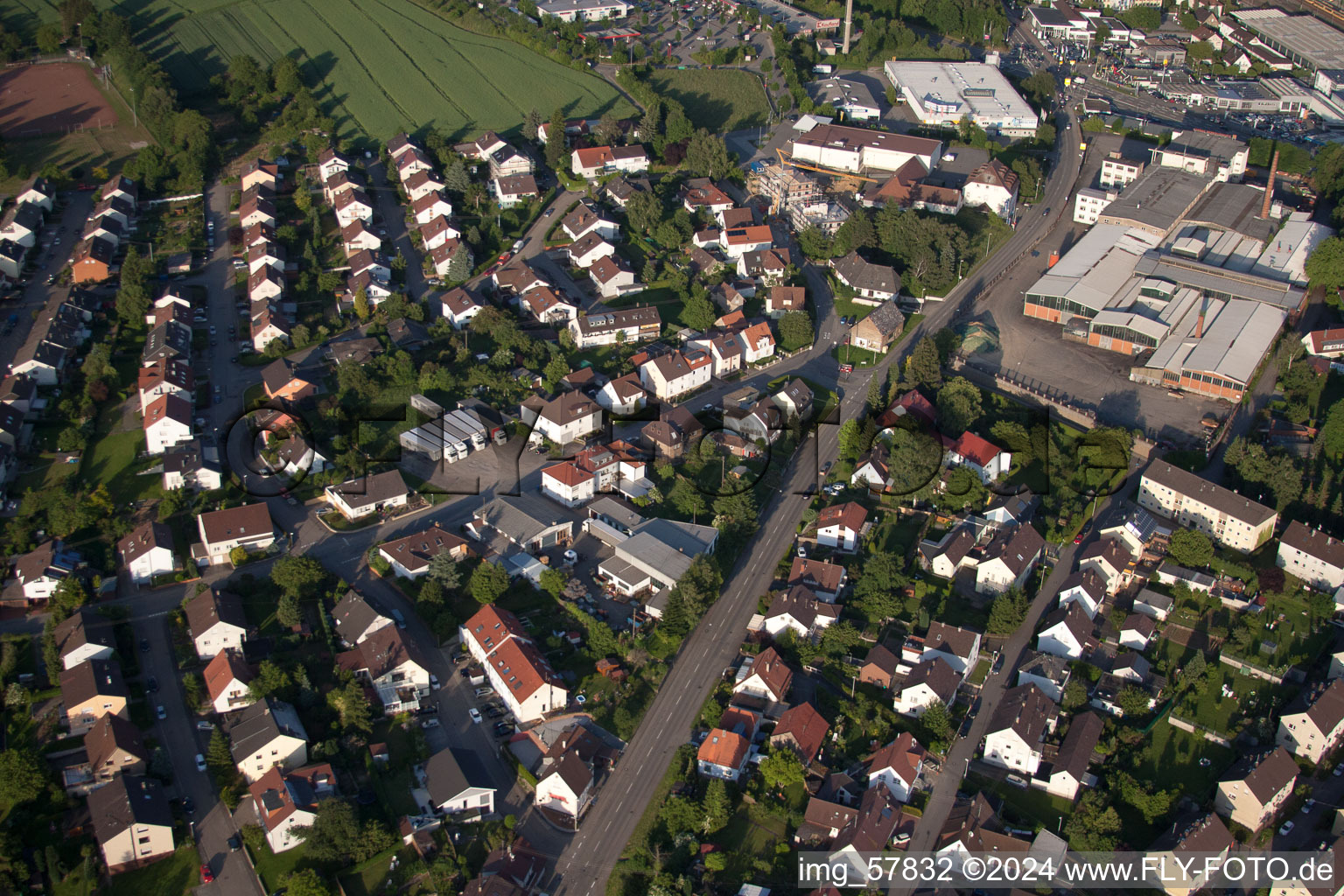 Bird's eye view of District Diedelsheim in Bretten in the state Baden-Wuerttemberg, Germany