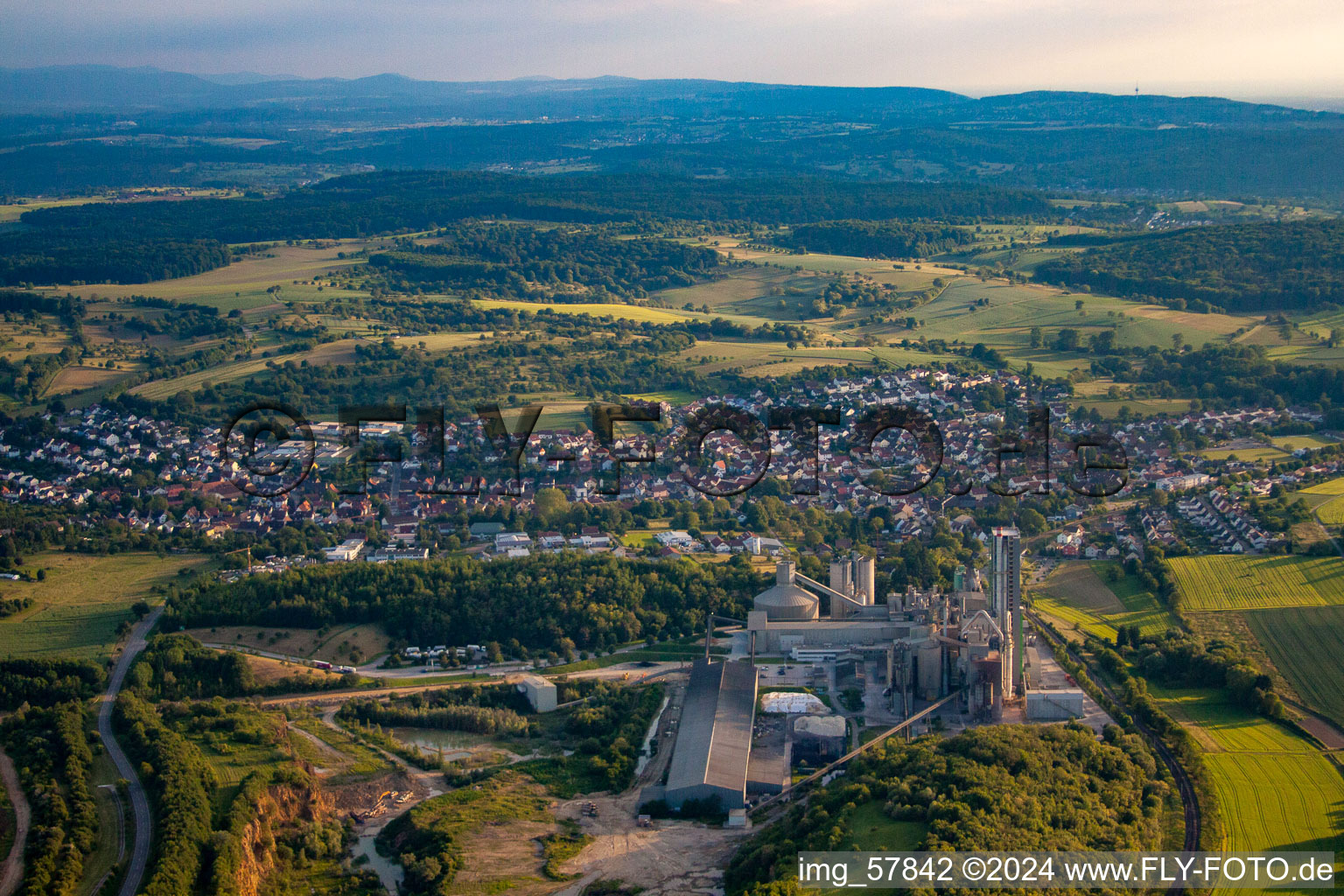 Aerial view of District Wössingen in Walzbachtal in the state Baden-Wuerttemberg, Germany