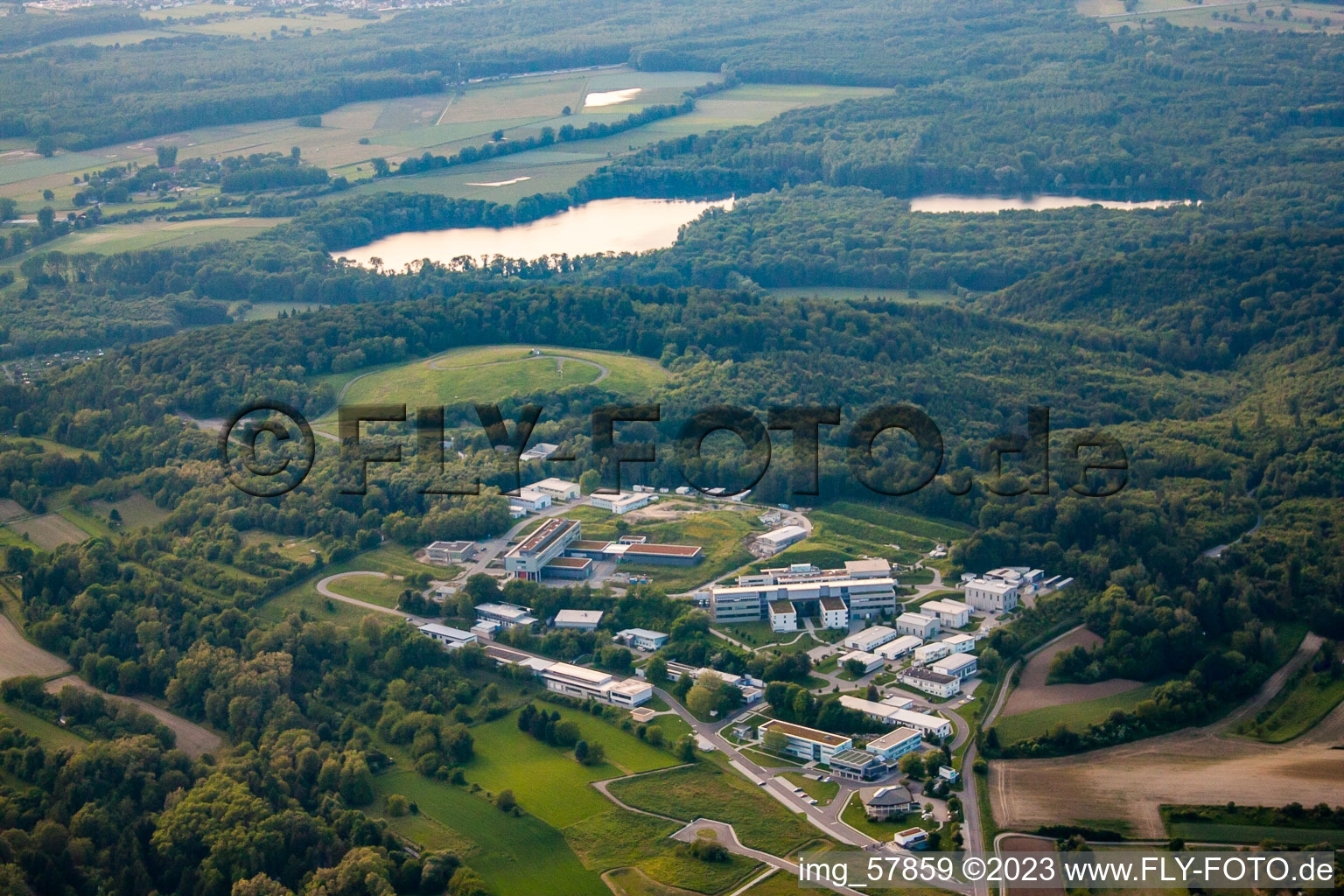 Fraunhofer Institute in the district Grötzingen in Karlsruhe in the state Baden-Wuerttemberg, Germany from above