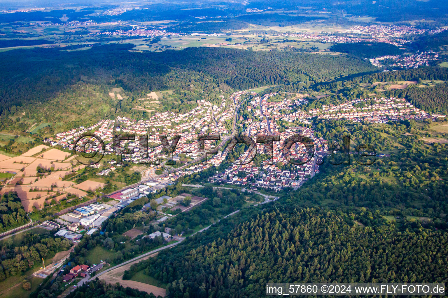 Oblique view of District Söllingen in Pfinztal in the state Baden-Wuerttemberg, Germany