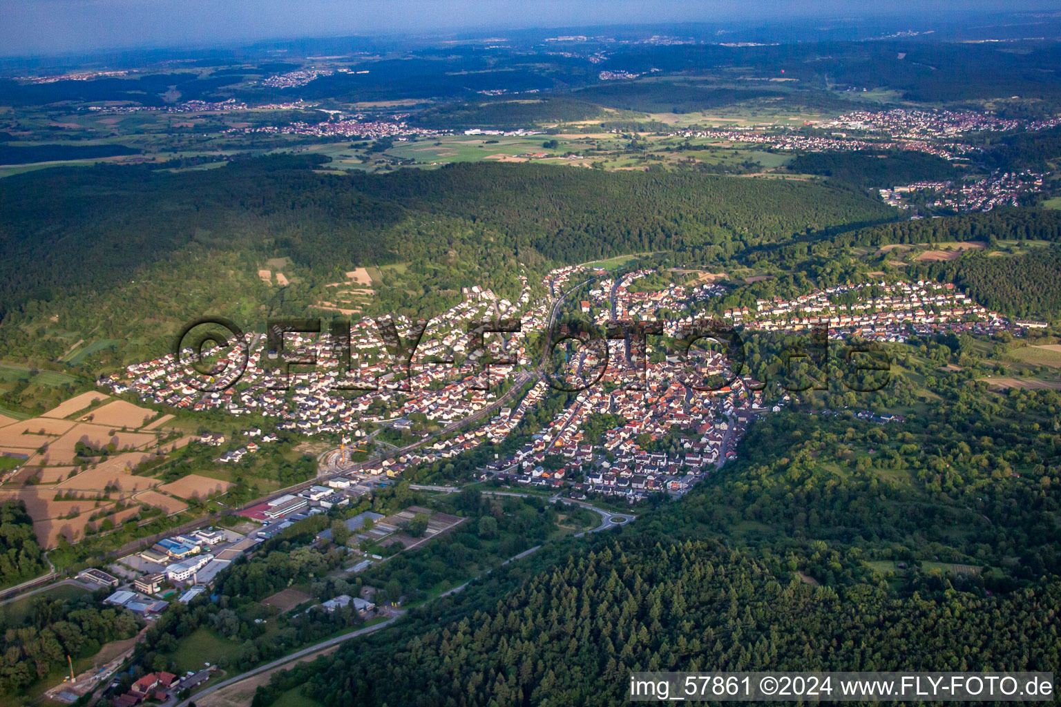 District Söllingen in Pfinztal in the state Baden-Wuerttemberg, Germany from above