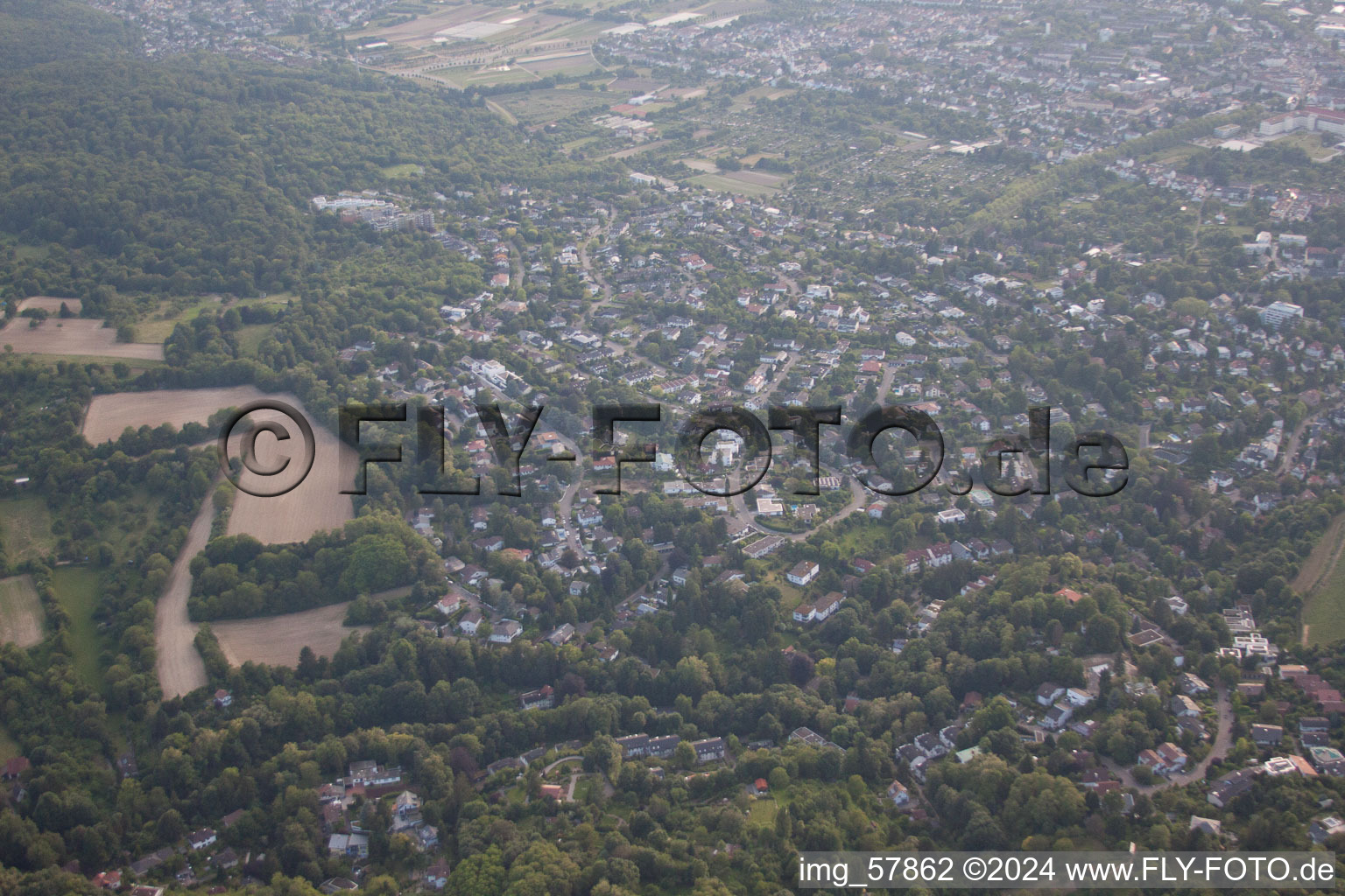 District Grötzingen in Karlsruhe in the state Baden-Wuerttemberg, Germany viewn from the air