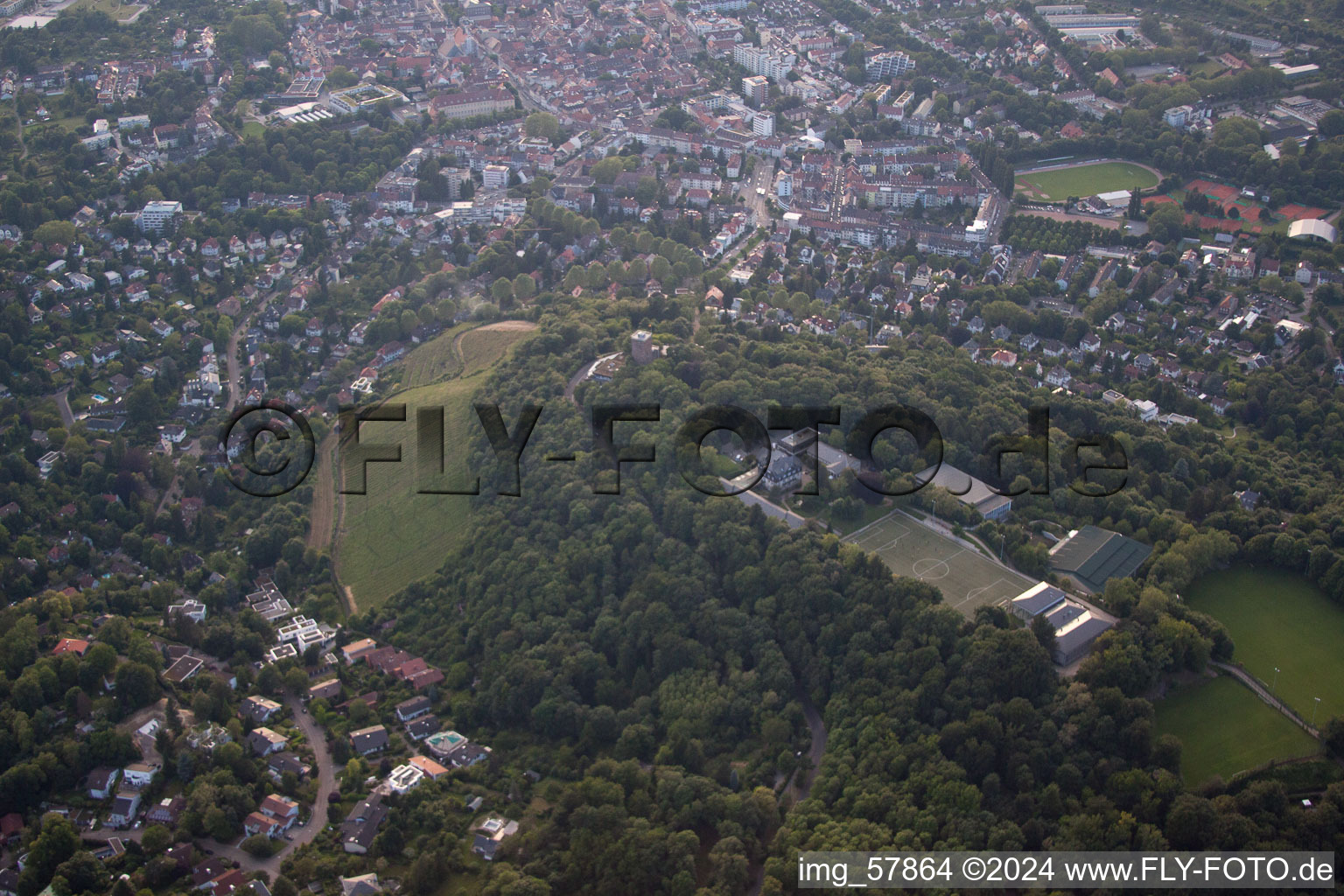 District Durlach in Karlsruhe in the state Baden-Wuerttemberg, Germany seen from a drone