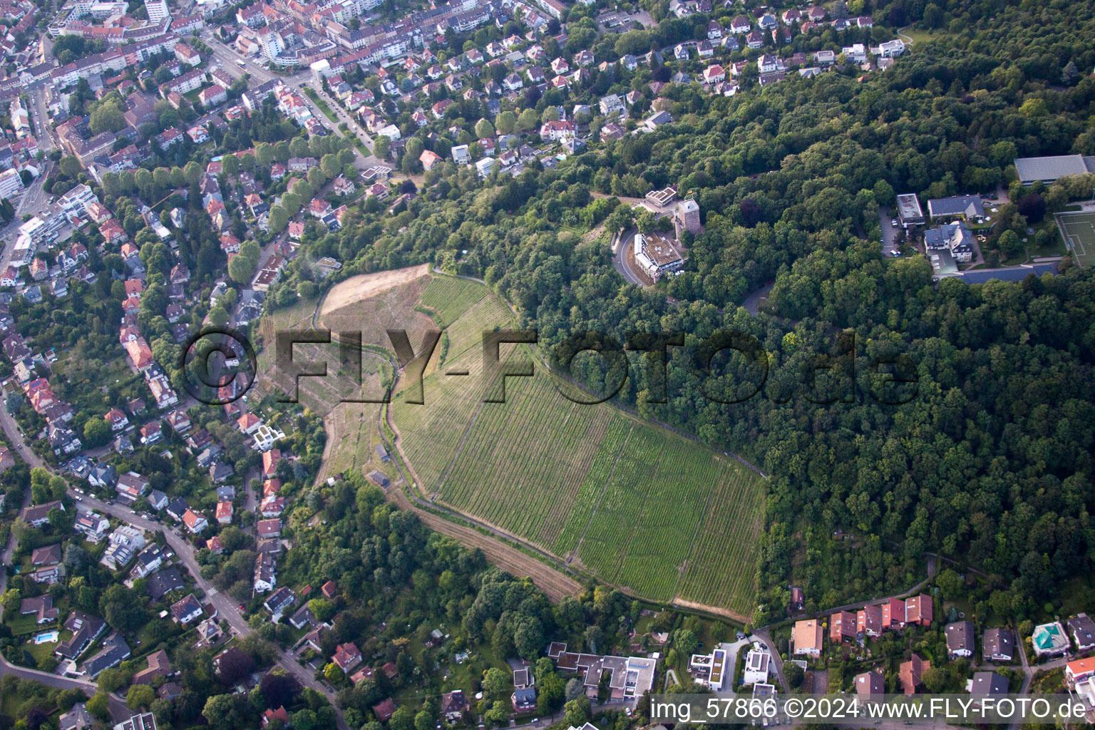 Aerial view of District Durlach in Karlsruhe in the state Baden-Wuerttemberg, Germany