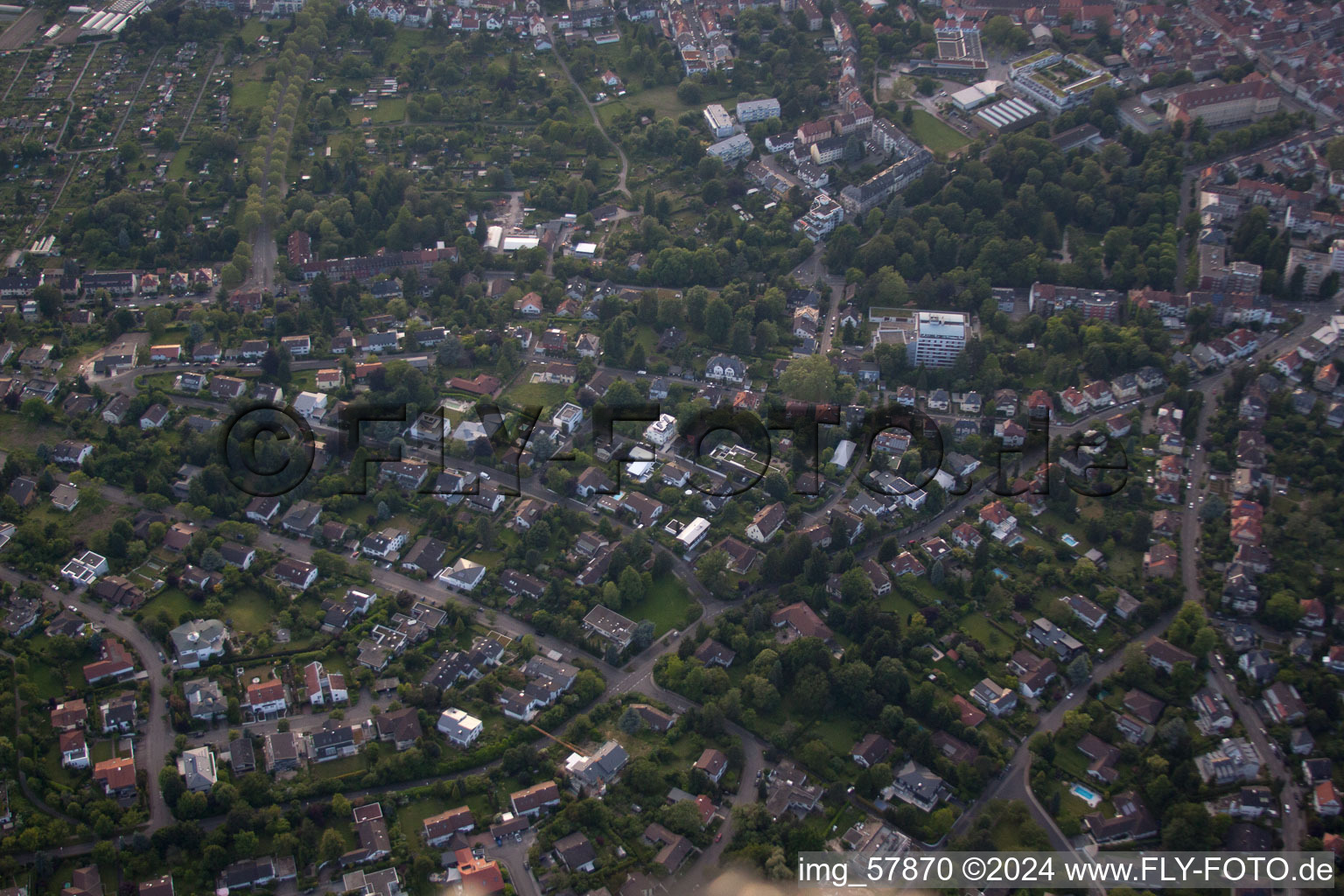 Aerial photograpy of District Durlach in Karlsruhe in the state Baden-Wuerttemberg, Germany