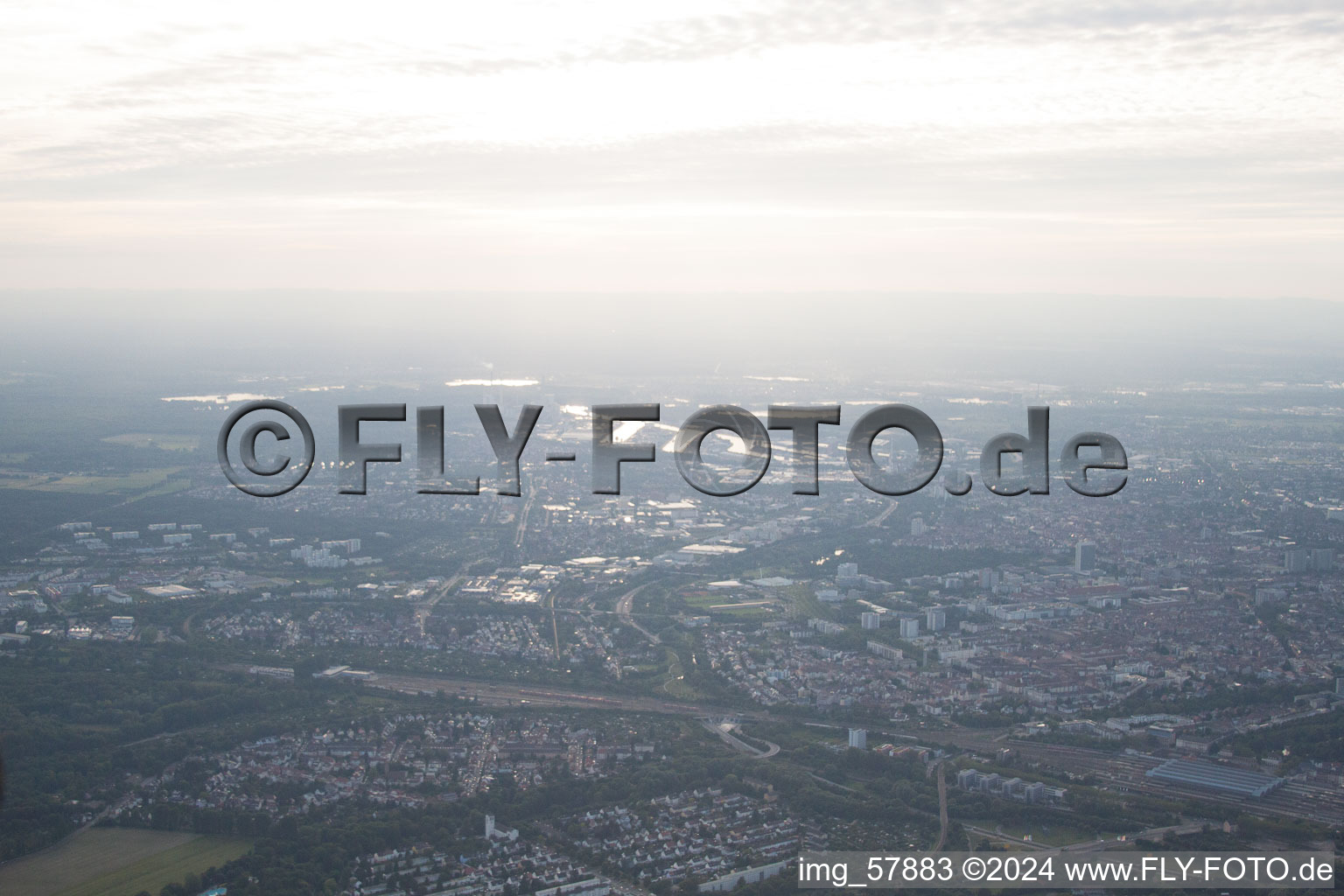 From the east in the district Grünwinkel in Karlsruhe in the state Baden-Wuerttemberg, Germany