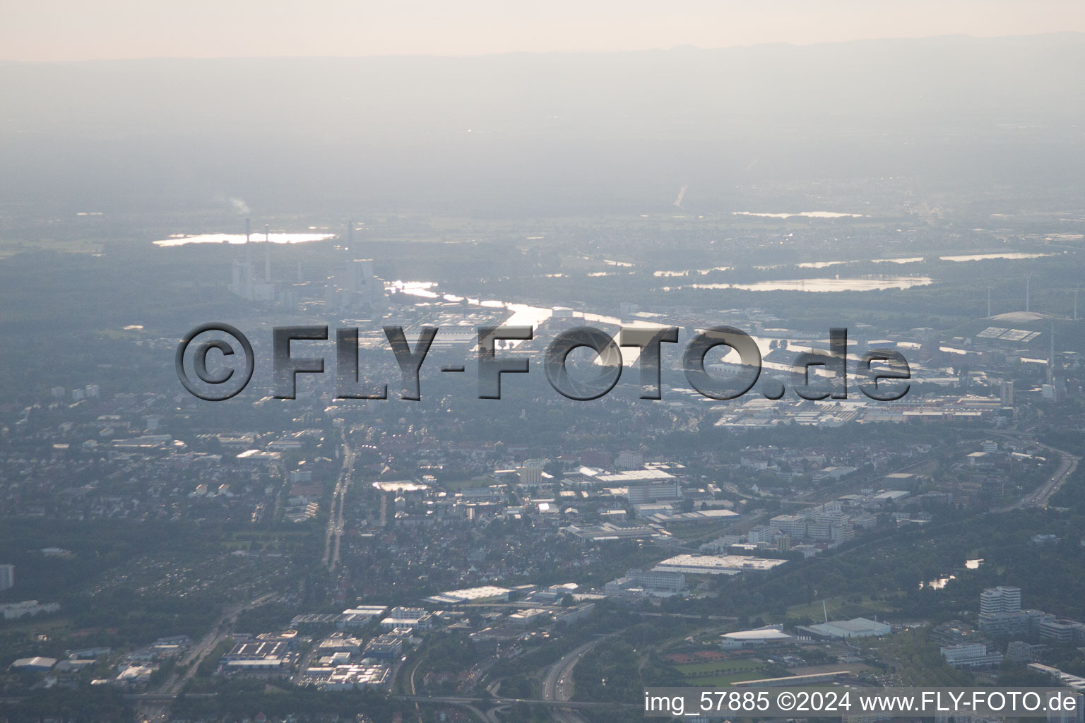 Aerial view of From the east in the district Grünwinkel in Karlsruhe in the state Baden-Wuerttemberg, Germany