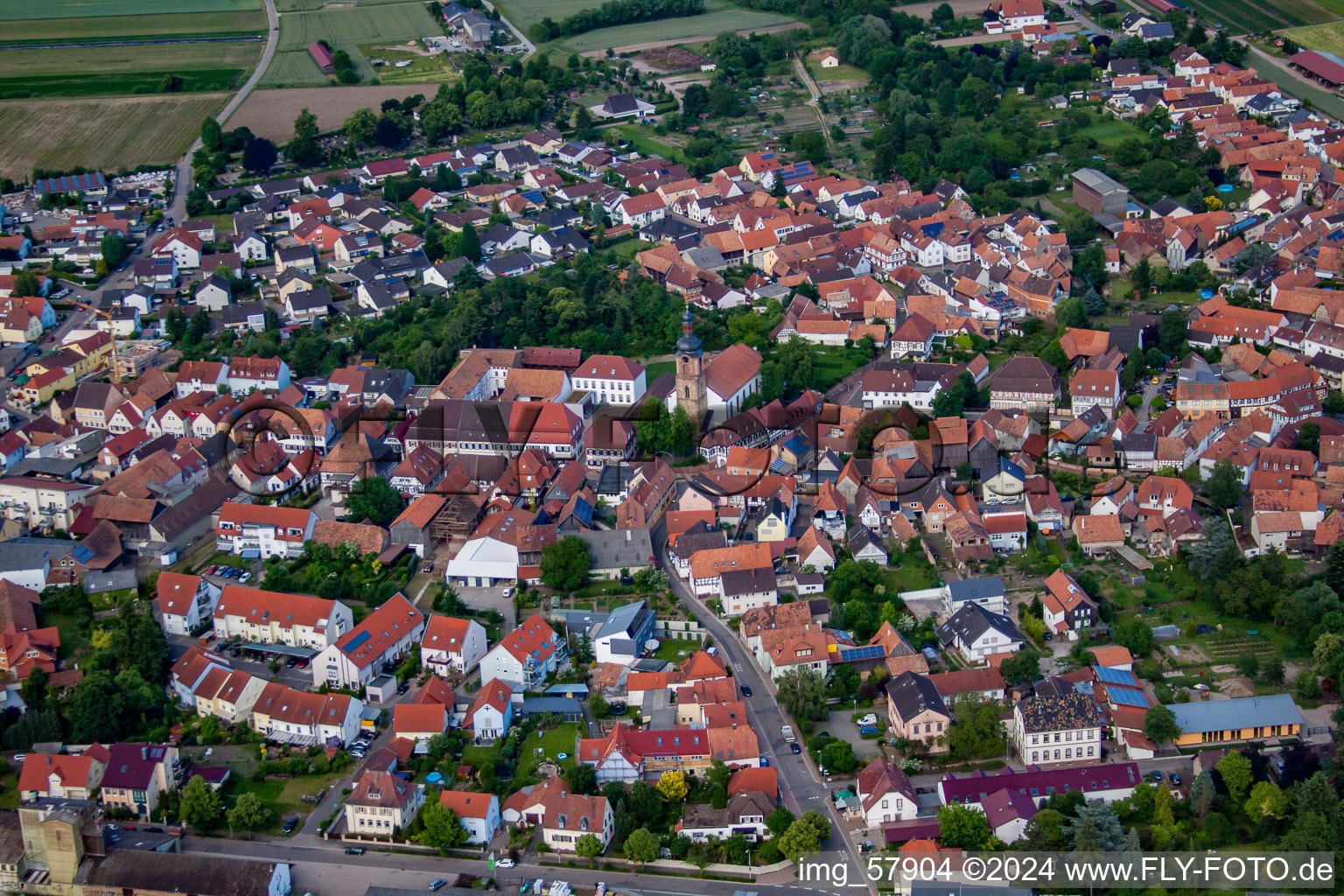 Rheinzabern in the state Rhineland-Palatinate, Germany viewn from the air