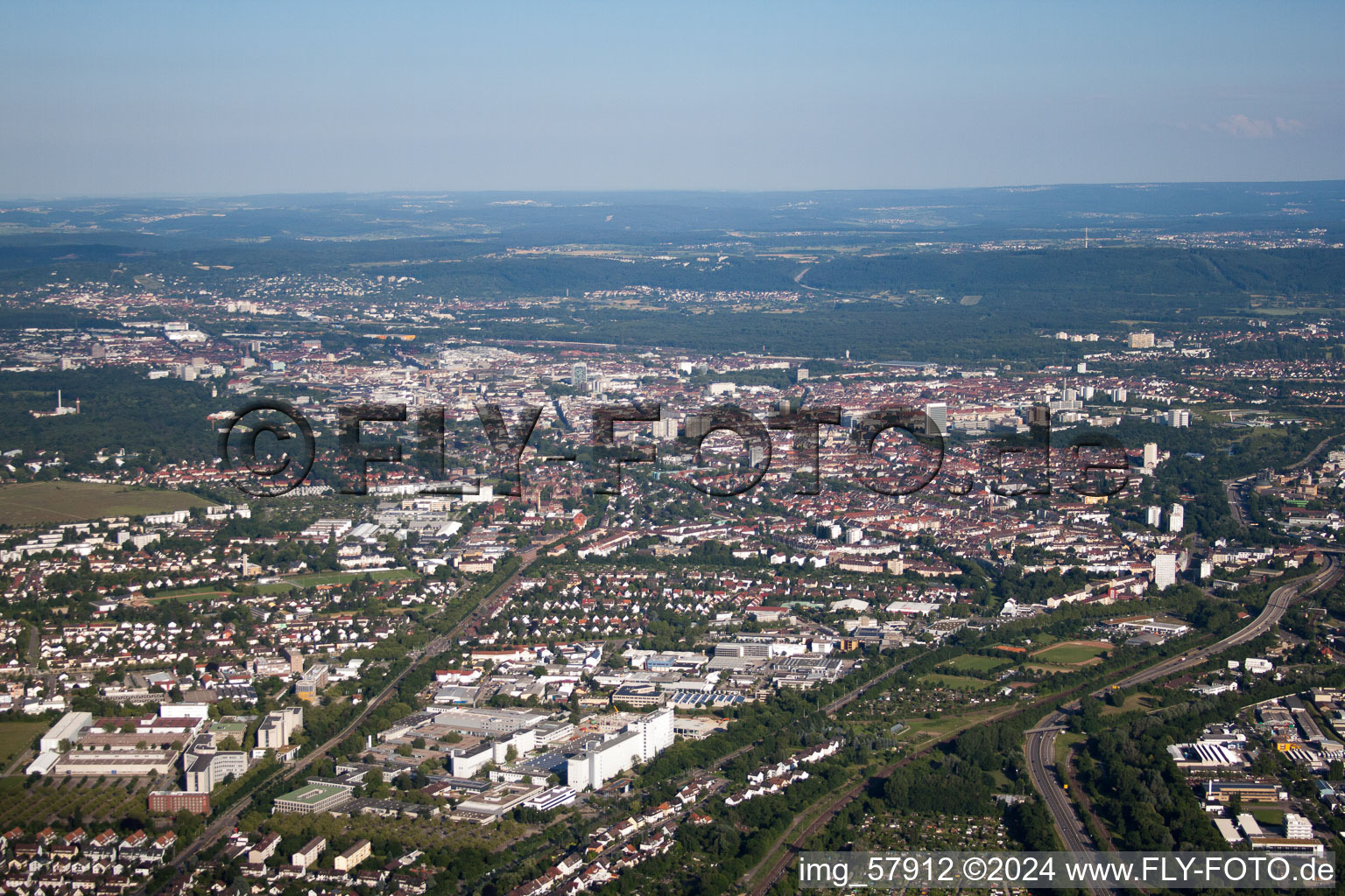 Drone recording of District Knielingen in Karlsruhe in the state Baden-Wuerttemberg, Germany