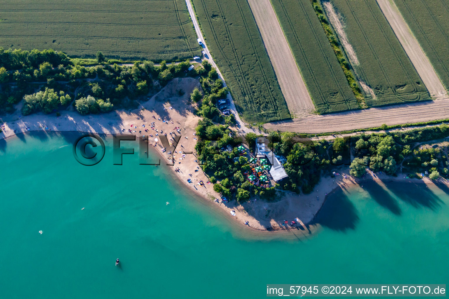 Aerial photograpy of Karlsruhe-Rheinstetten, Epplesee in the district Silberstreifen in Rheinstetten in the state Baden-Wuerttemberg, Germany