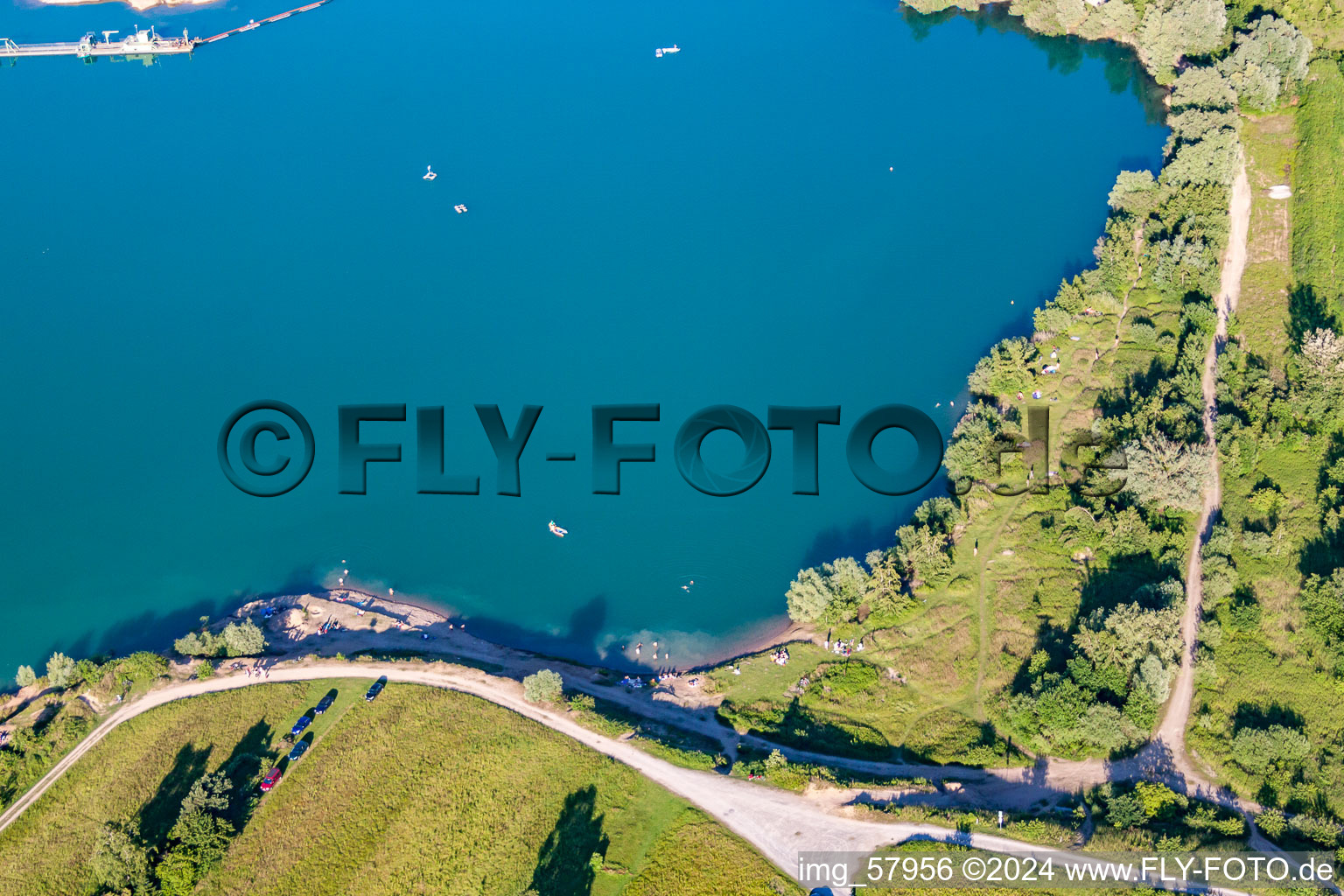 Aerial photograpy of Karlsruhe-Rheinstetten, Epplesee in the district Mörsch in Rheinstetten in the state Baden-Wuerttemberg, Germany