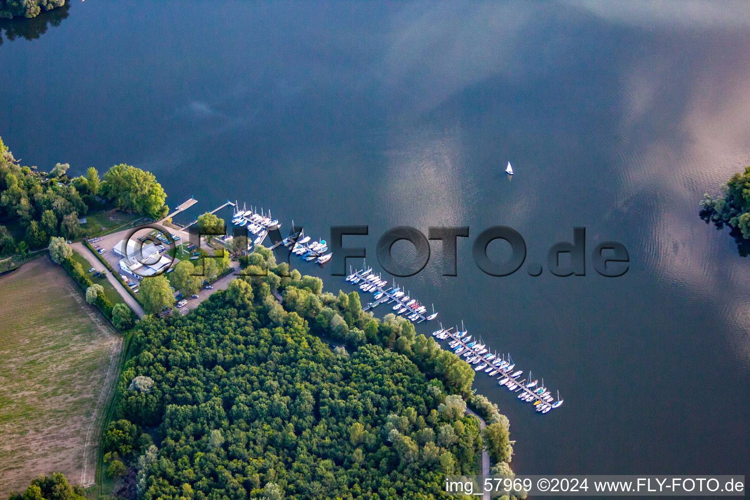 Aerial photograpy of Rowing Club Rastatt 1898 eV in Elchesheim-Illingen in the state Baden-Wuerttemberg, Germany