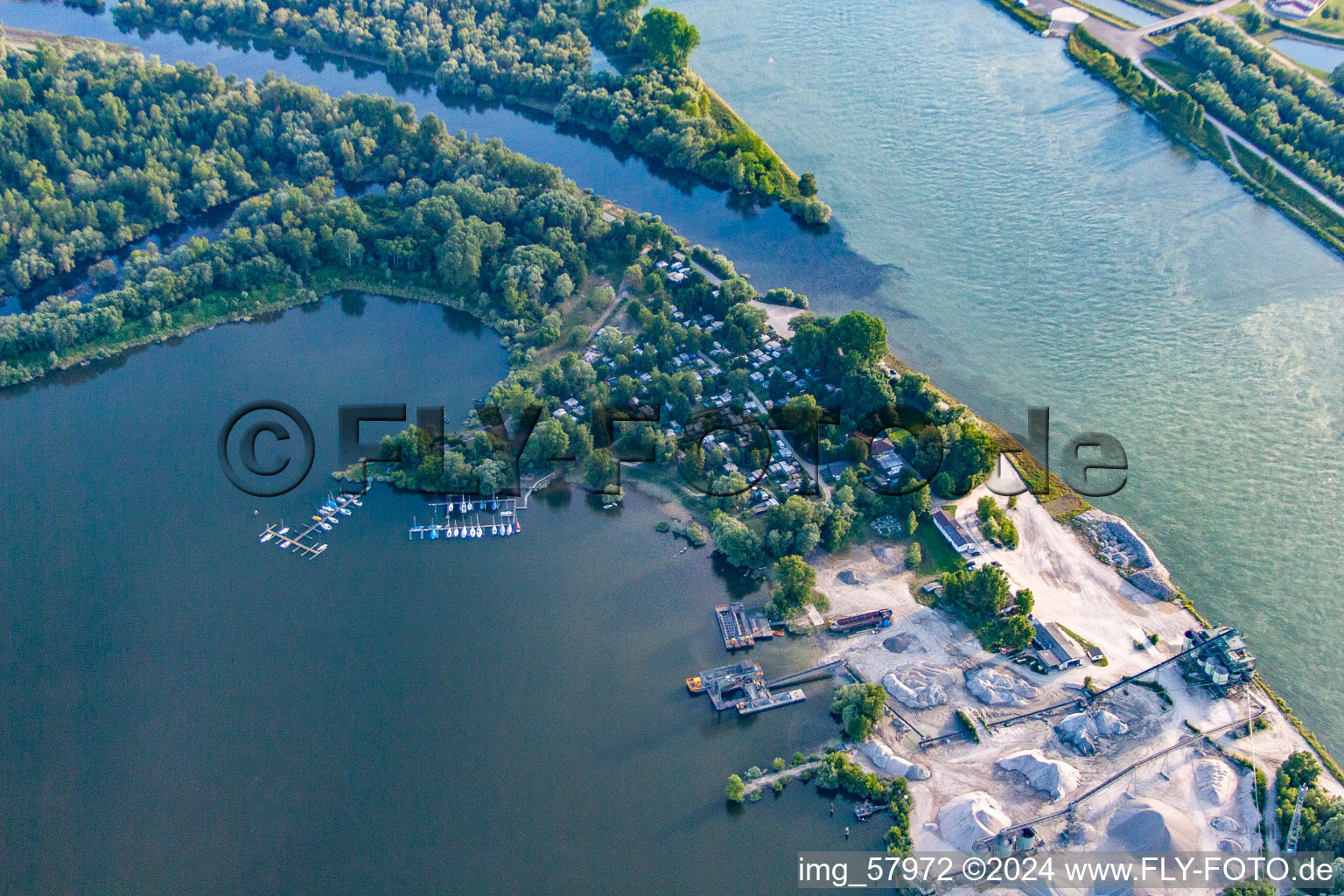 Camping at the mouth of the Murg in Steinmauern in the state Baden-Wuerttemberg, Germany