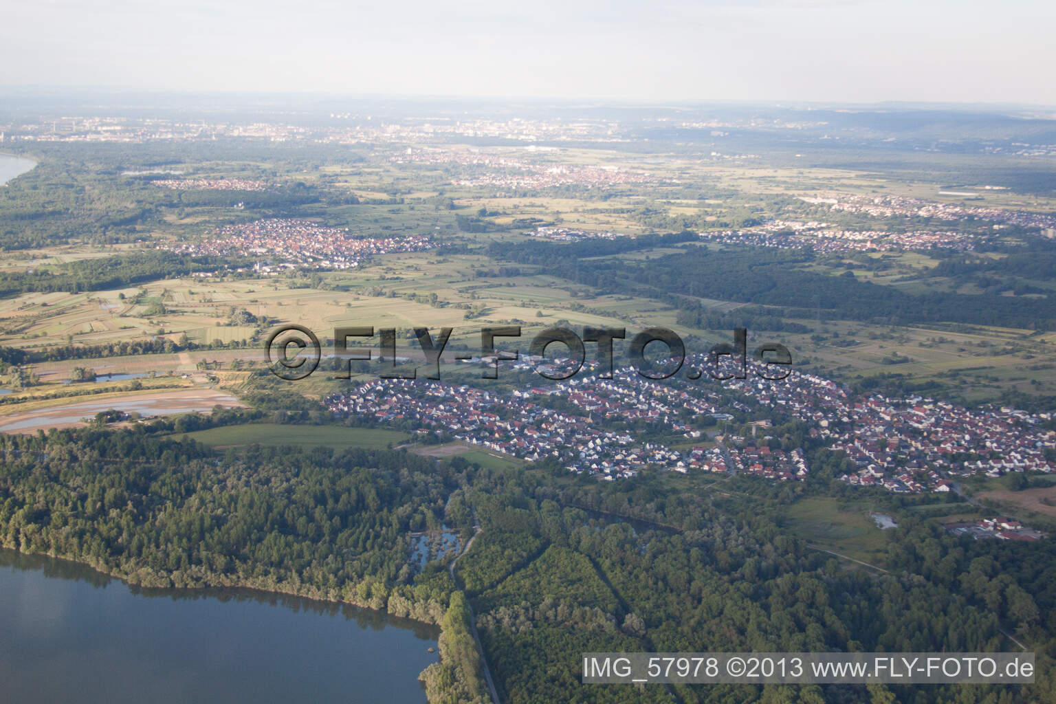 Elchesheim in the state Baden-Wuerttemberg, Germany viewn from the air