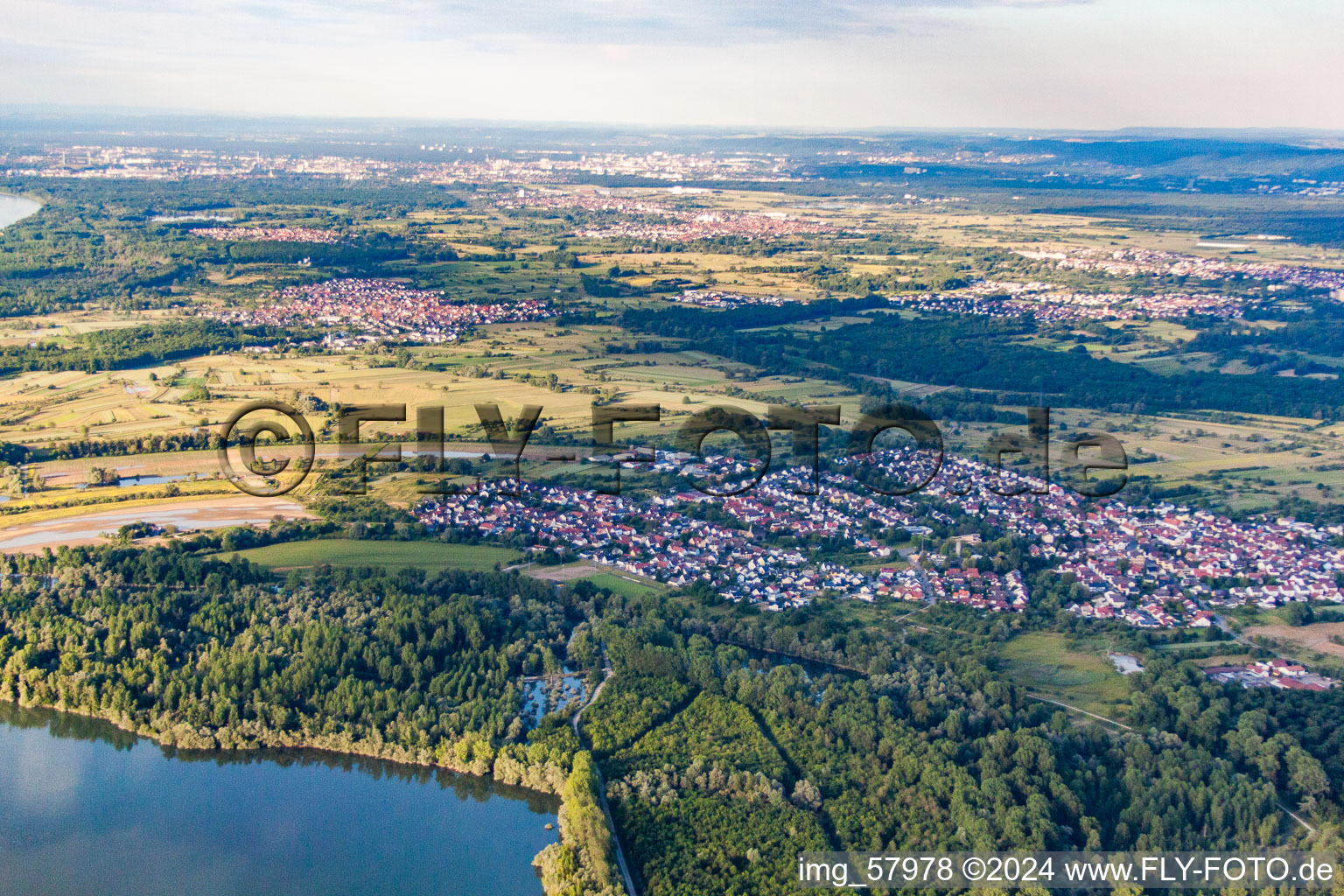 Elchesheim in the state Baden-Wuerttemberg, Germany viewn from the air