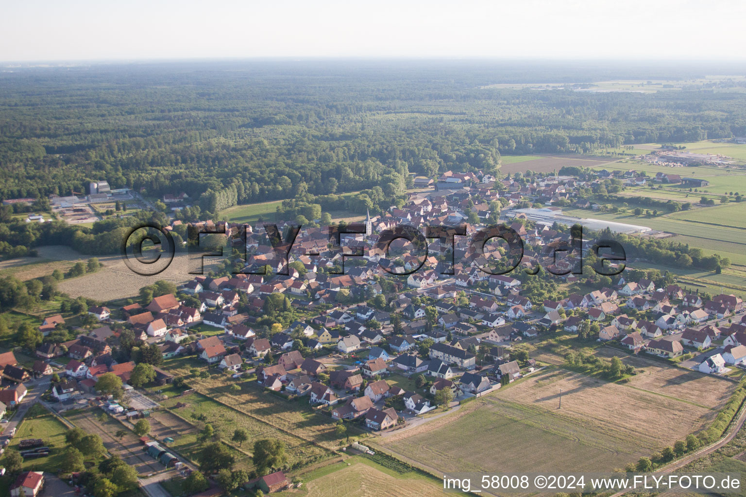 Niederrœdern in the state Bas-Rhin, France seen from a drone