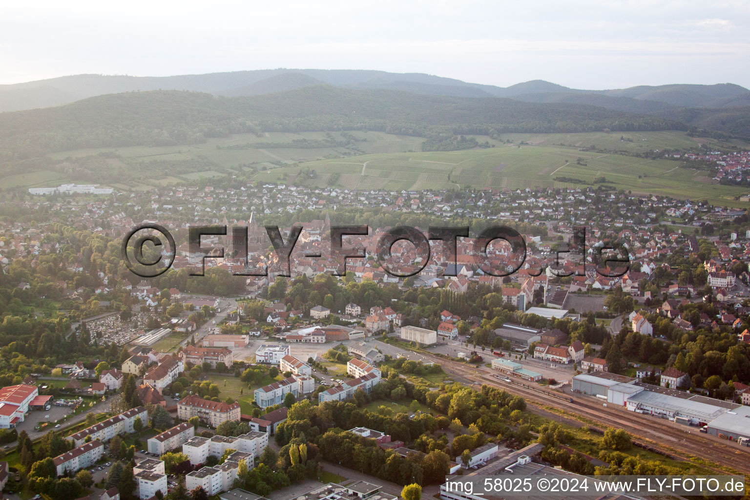 Wissembourg in the state Bas-Rhin, France seen from a drone