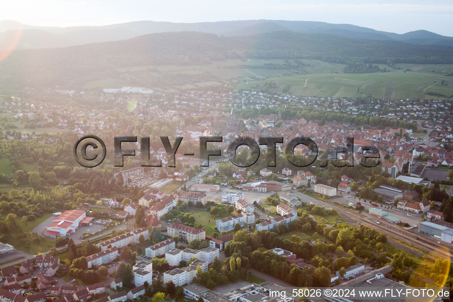 Aerial view of Wissembourg in the state Bas-Rhin, France