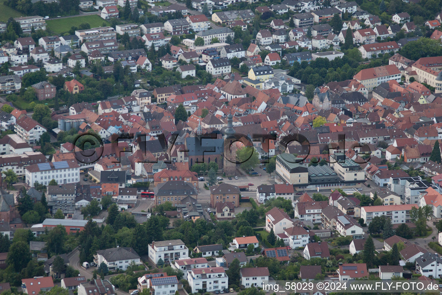 Bad Bergzabern in the state Rhineland-Palatinate, Germany from a drone