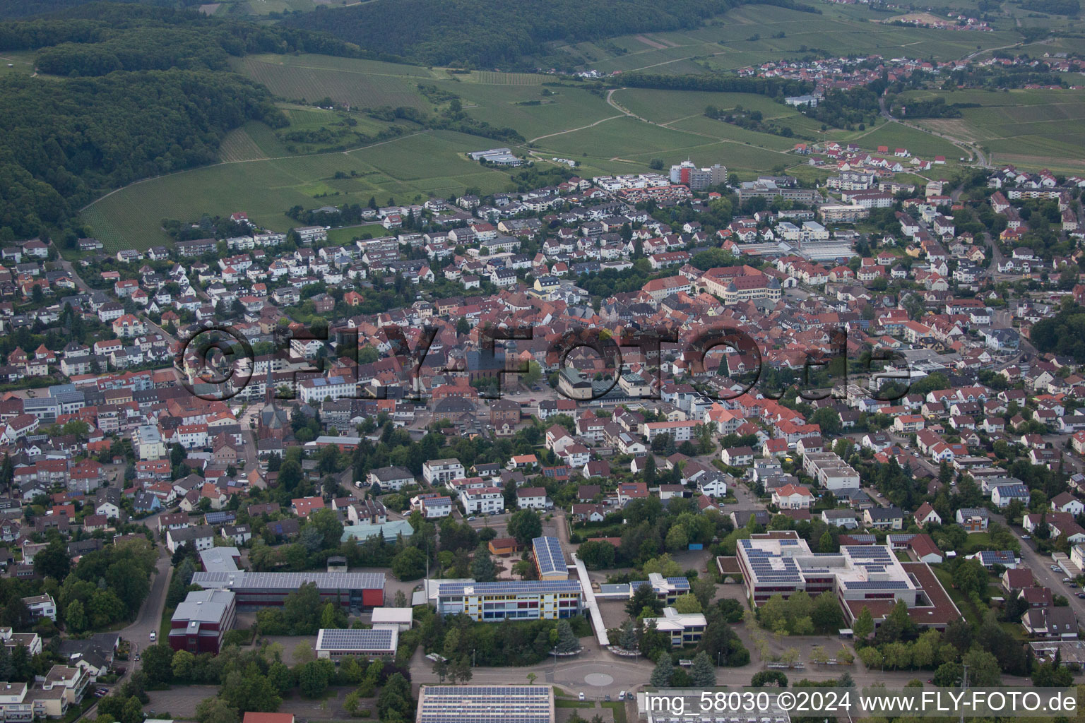 Bad Bergzabern in the state Rhineland-Palatinate, Germany seen from a drone