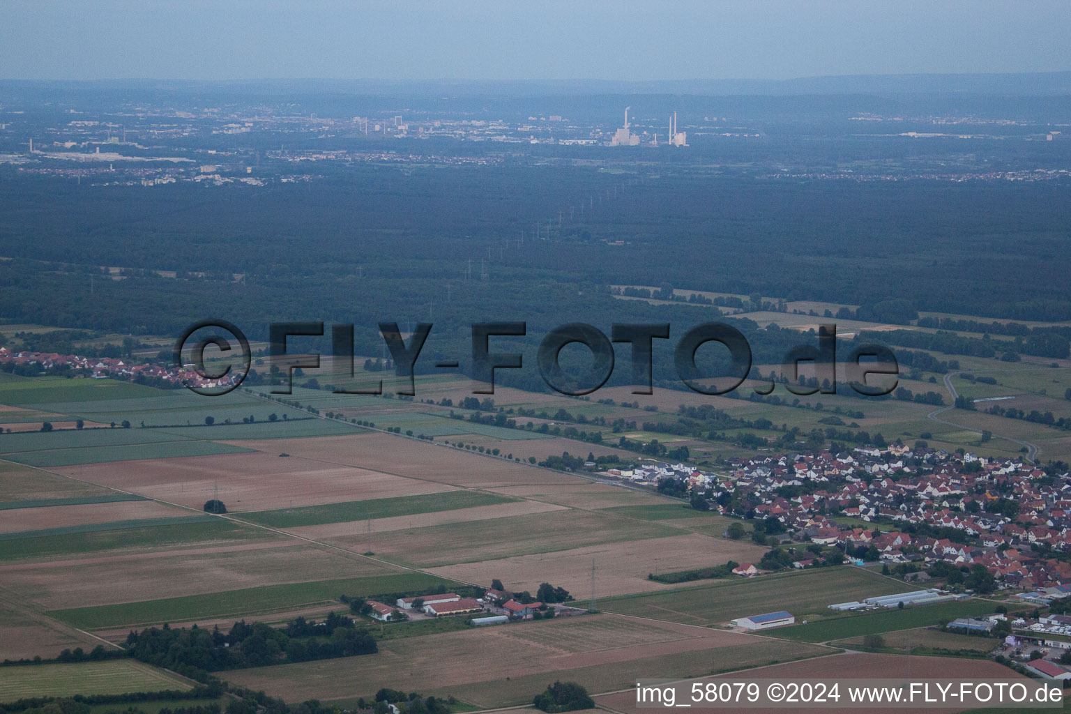 Drone image of Minfeld in the state Rhineland-Palatinate, Germany