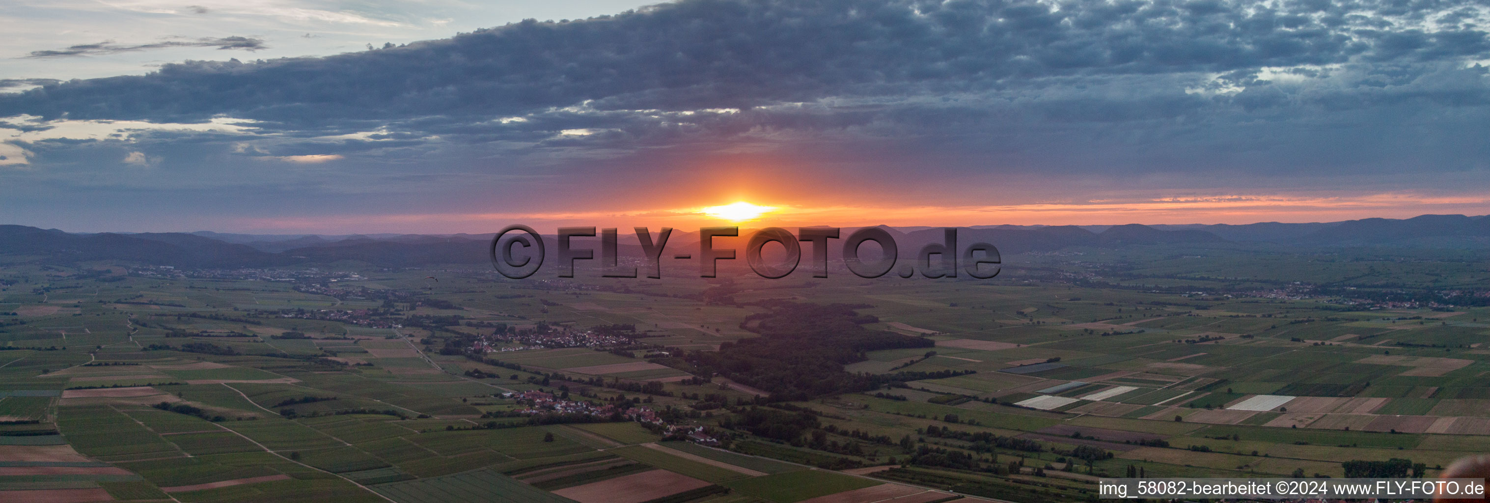 Sunset Hardt in Barbelroth in the state Rhineland-Palatinate, Germany