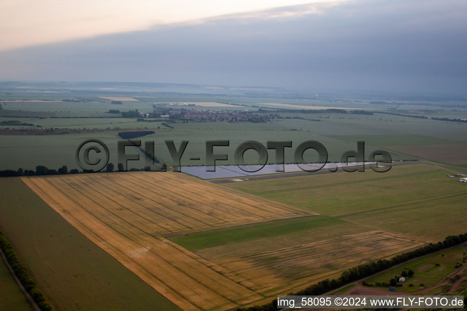 Asphalt and grass runway airfield in the district Rieder in Ballenstedt in the state Saxony-Anhalt, Germany