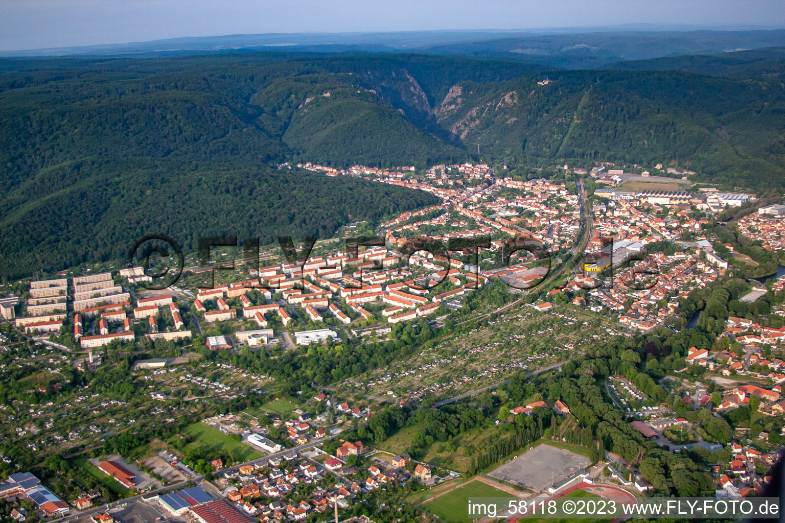 Aerial photograpy of Thale in the state Saxony-Anhalt, Germany