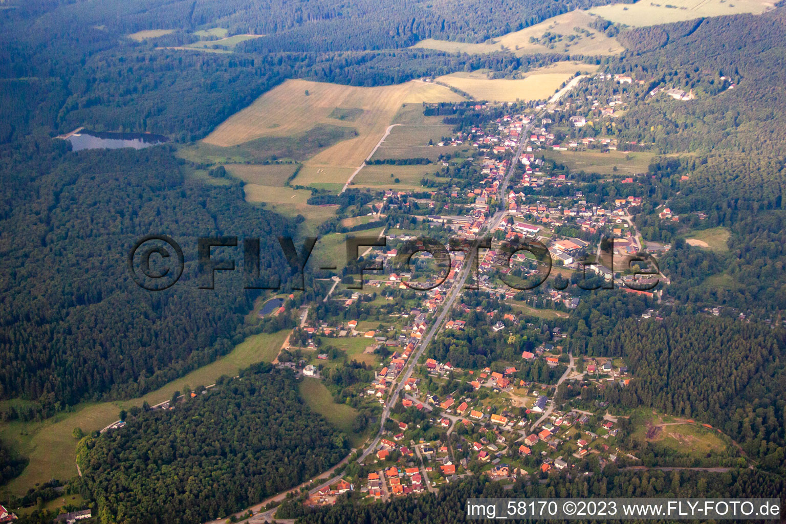 Aerial photograpy of Friedrichsbrunn in the state Saxony-Anhalt, Germany