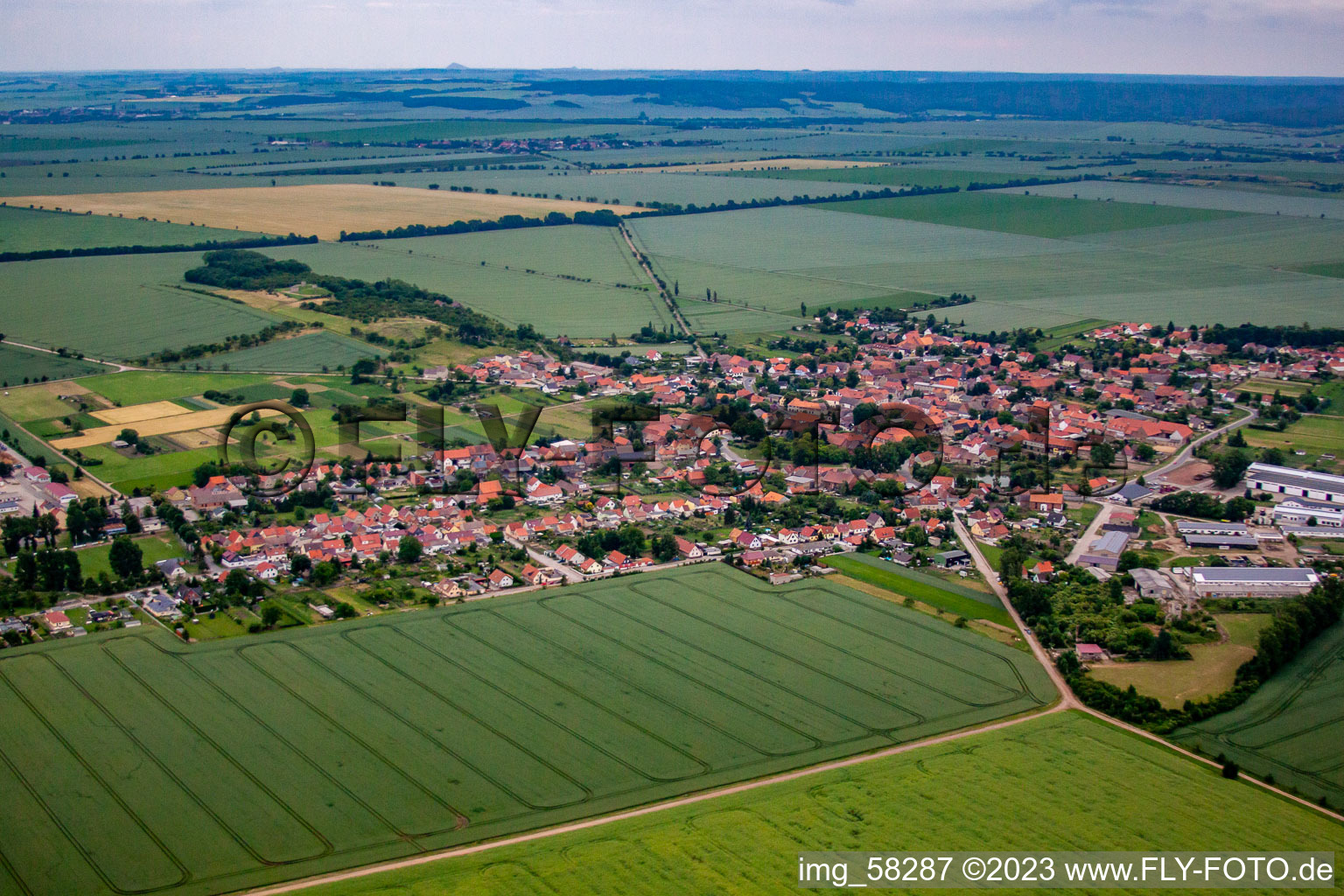 From northwest in the district Badeborn in Ballenstedt in the state Saxony-Anhalt, Germany