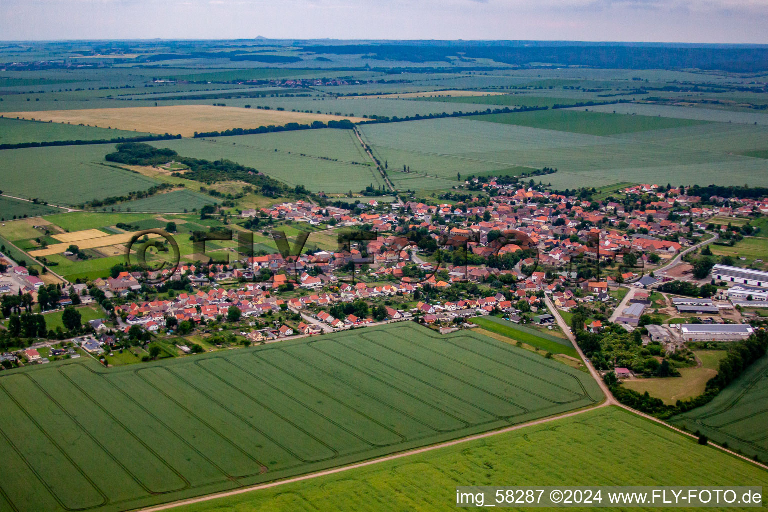 From the northwest in the district Badeborn in Ballenstedt in the state Saxony-Anhalt, Germany