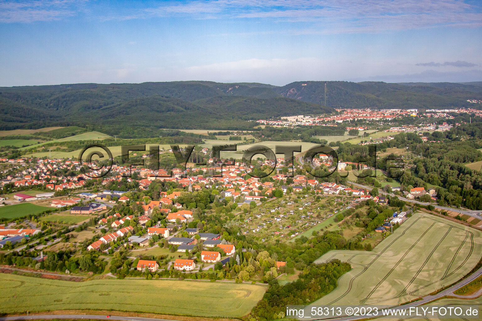 Aerial photograpy of District Neinstedt in Thale in the state Saxony-Anhalt, Germany