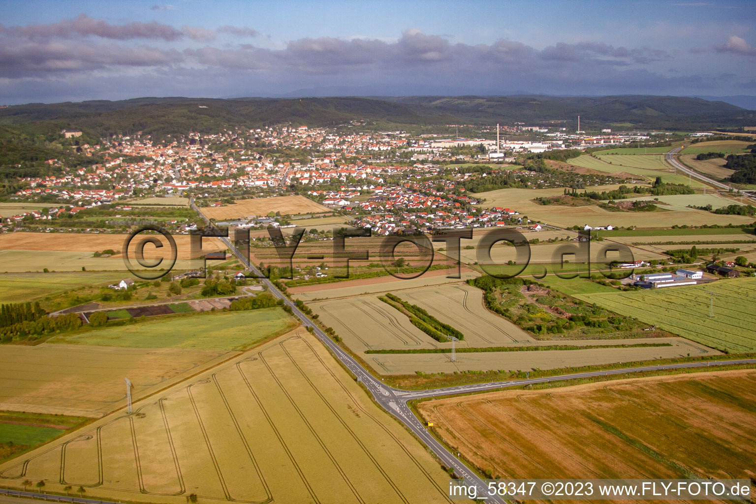 Aerial view of From the northeast in Blankenburg in the state Saxony-Anhalt, Germany