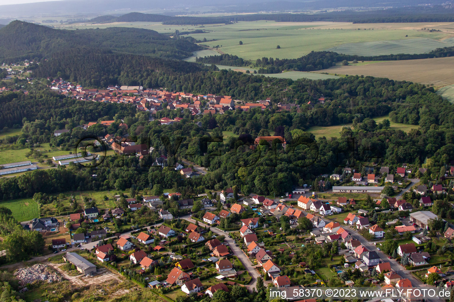 Aerial view of District Langenstein in Halberstadt in the state Saxony-Anhalt, Germany