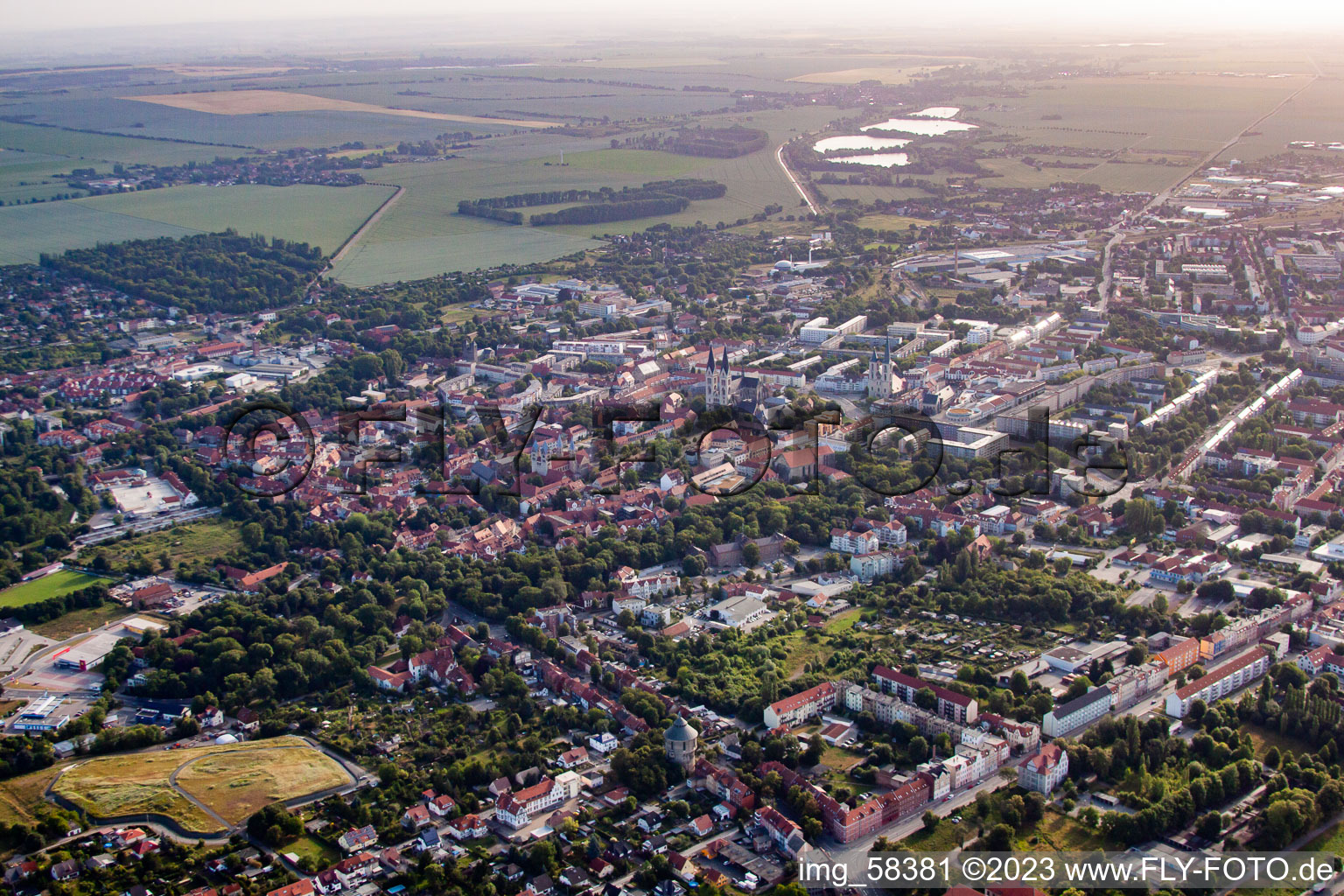 Aerial view of Westendorf in Halberstadt in the state Saxony-Anhalt, Germany